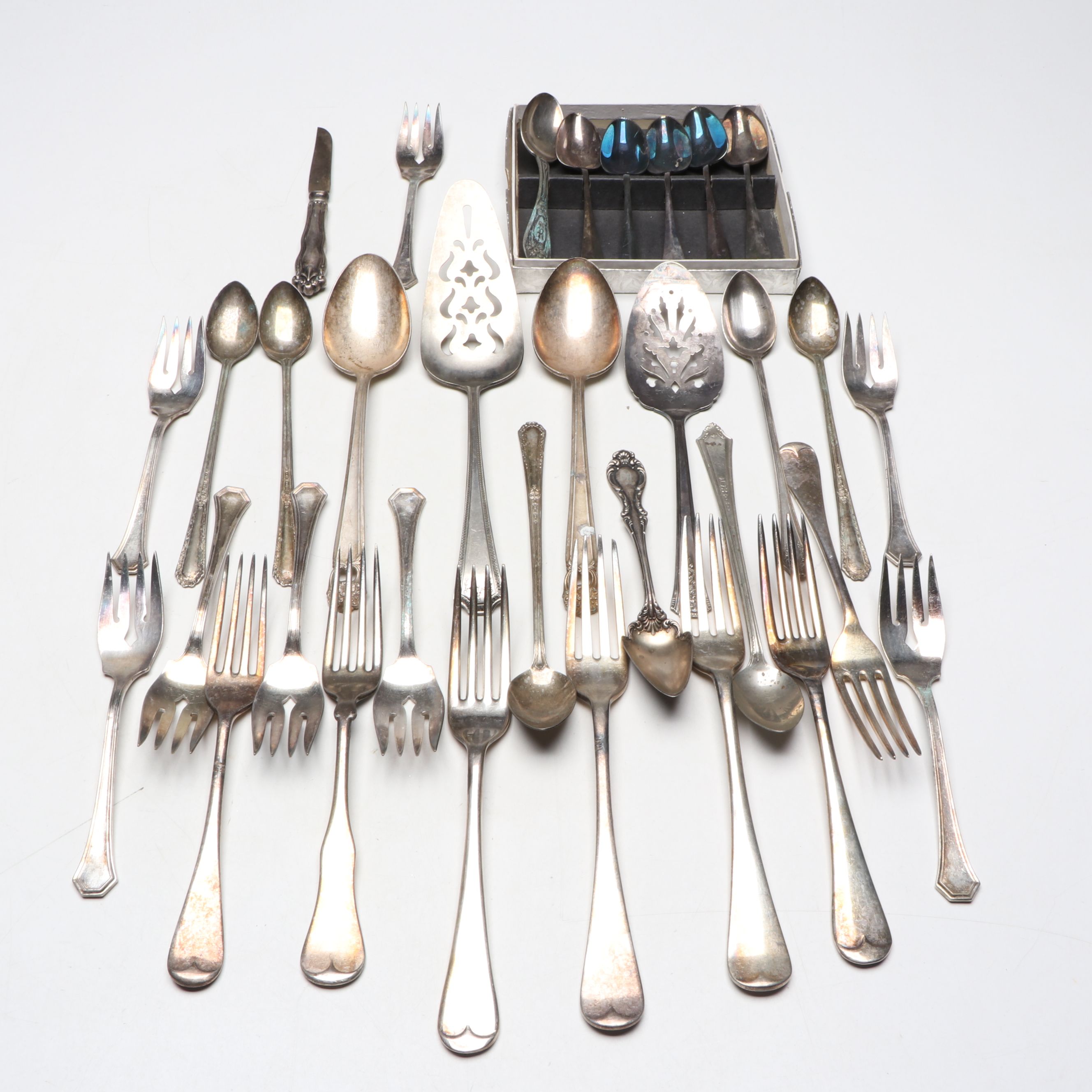 Reed & Barton "Vassar" Salad Forks with Other Silver Plate Flatware