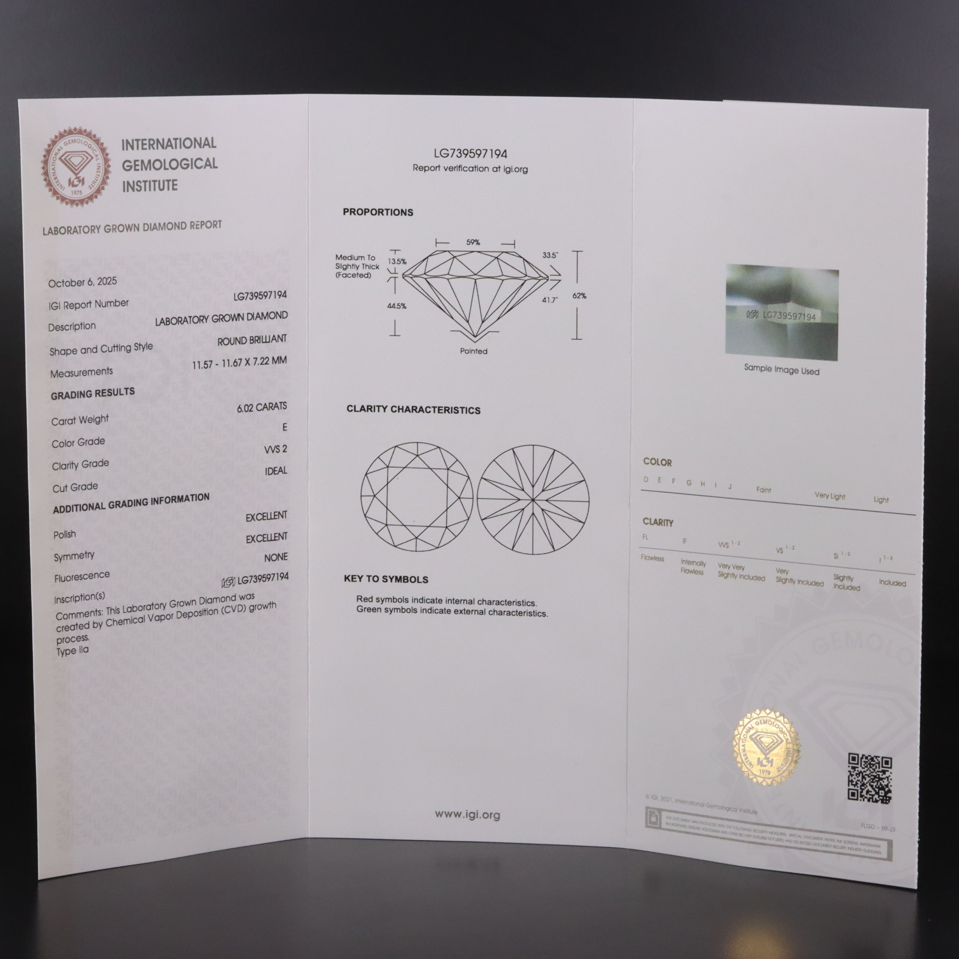 18K 6.02 CT Lab Grown Diamond Solitaire Ring with IGI Report