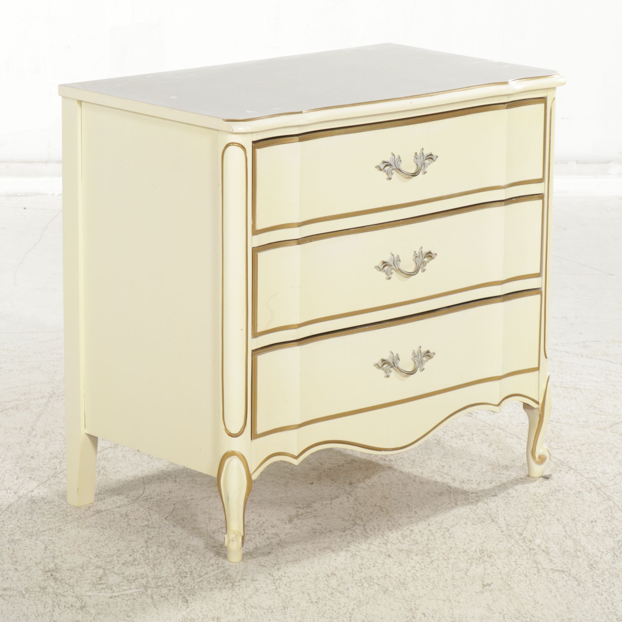 Dixie Furniture French Provincial Style Painted Wood Bachelor's Chest and Hutch