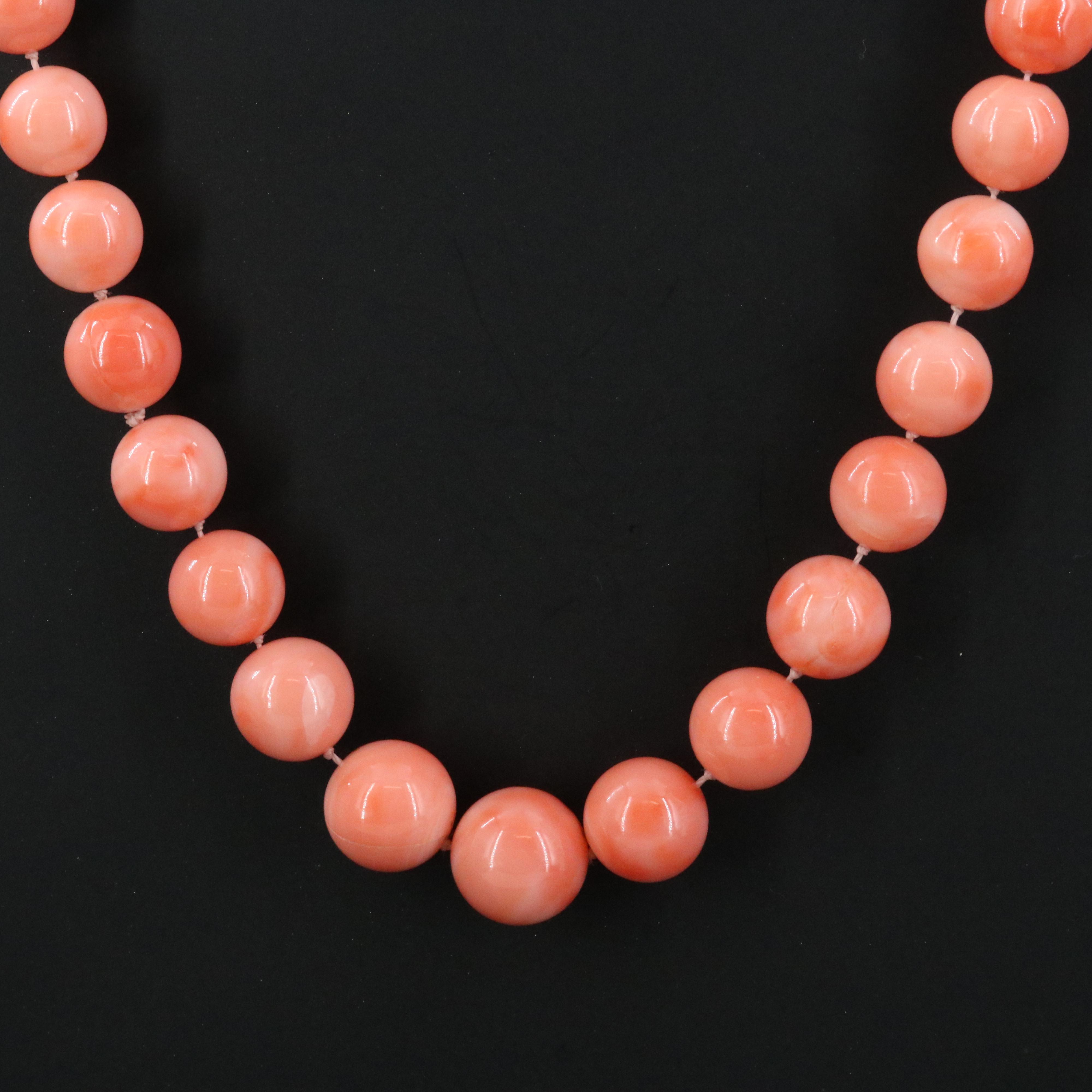 Coral Bead Necklace with 14K Clasp