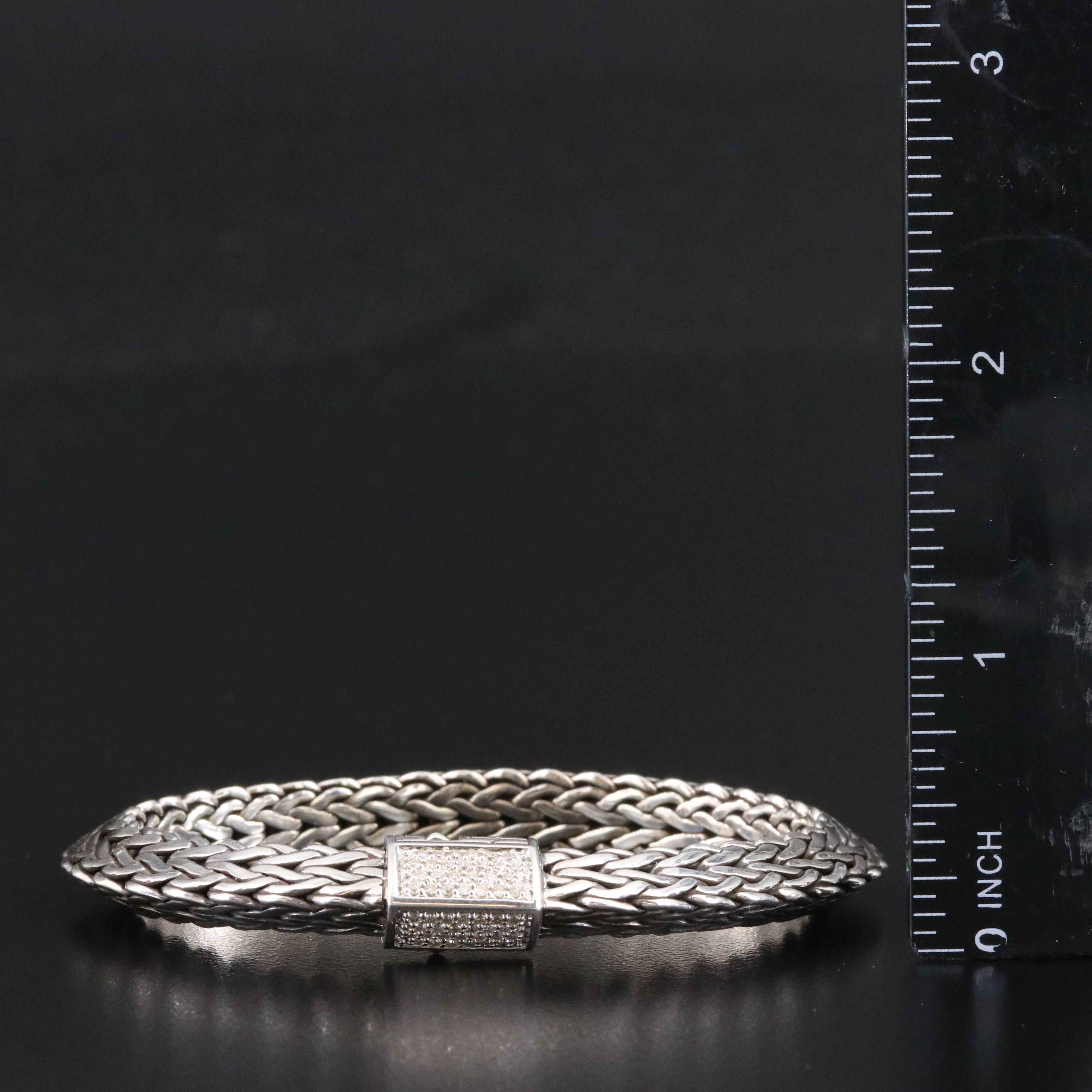 John Hardy Sterling 0.44 CTW Diamond Tiga Chain Bracelet