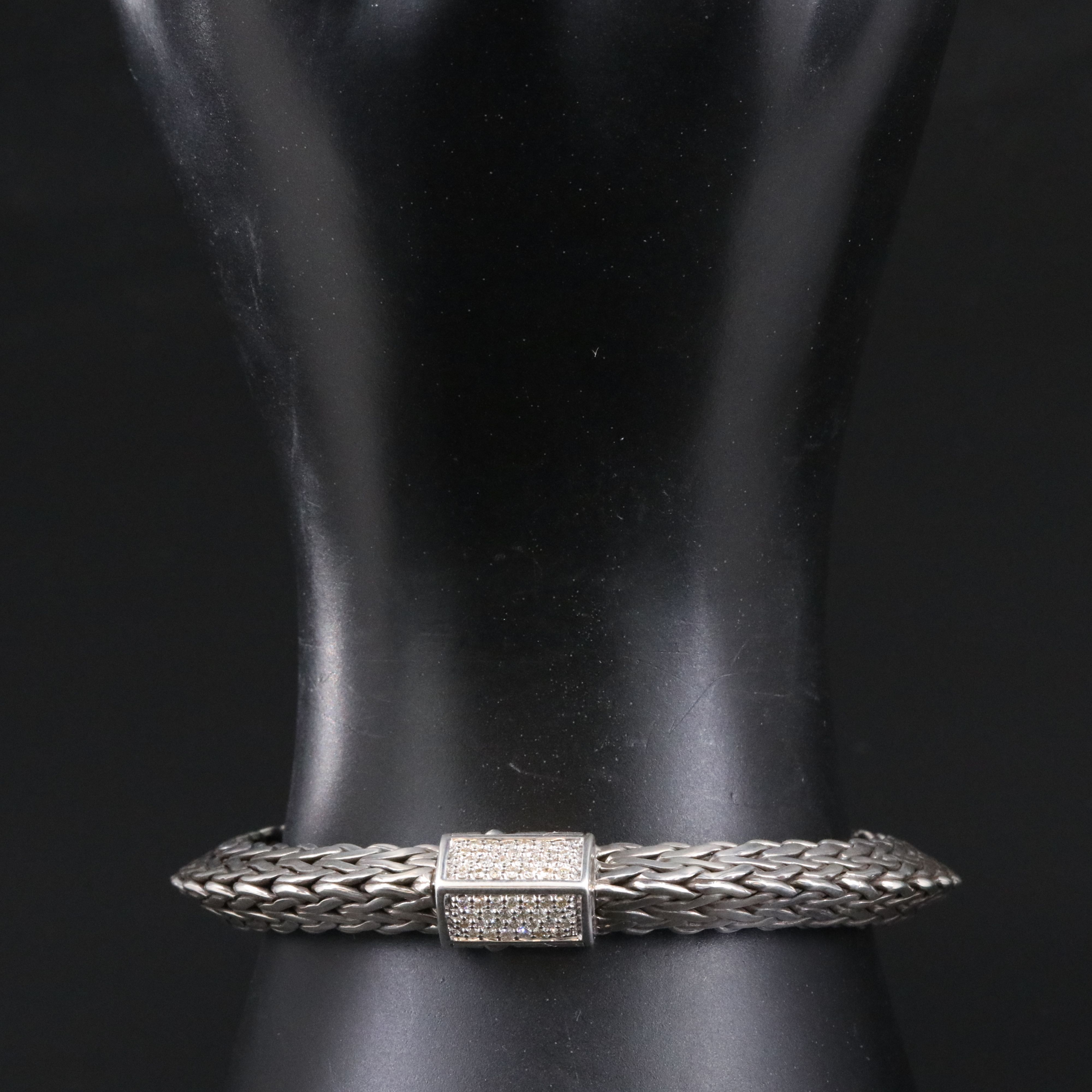 John Hardy Sterling 0.44 CTW Diamond Tiga Chain Bracelet