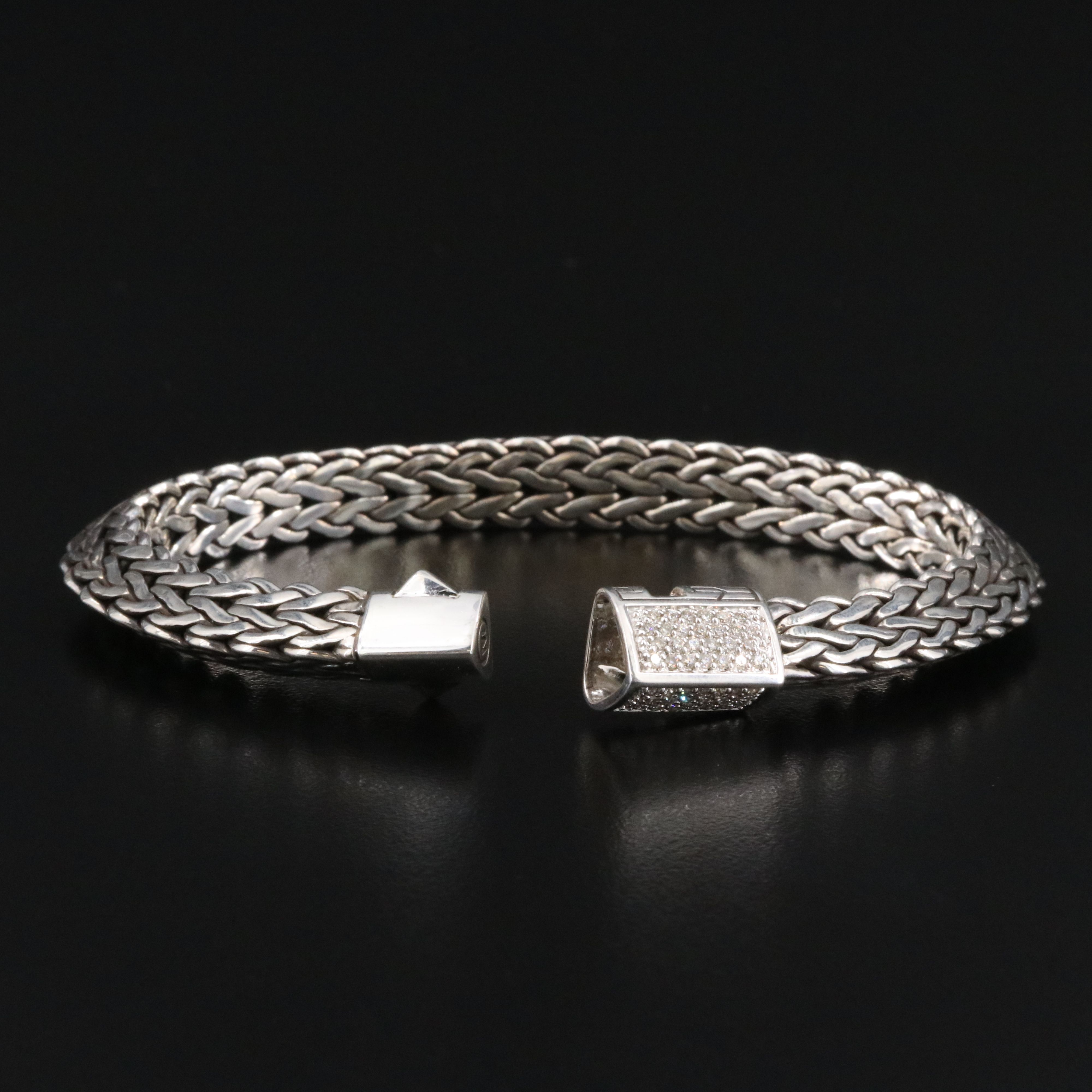 John Hardy Sterling 0.44 CTW Diamond Tiga Chain Bracelet