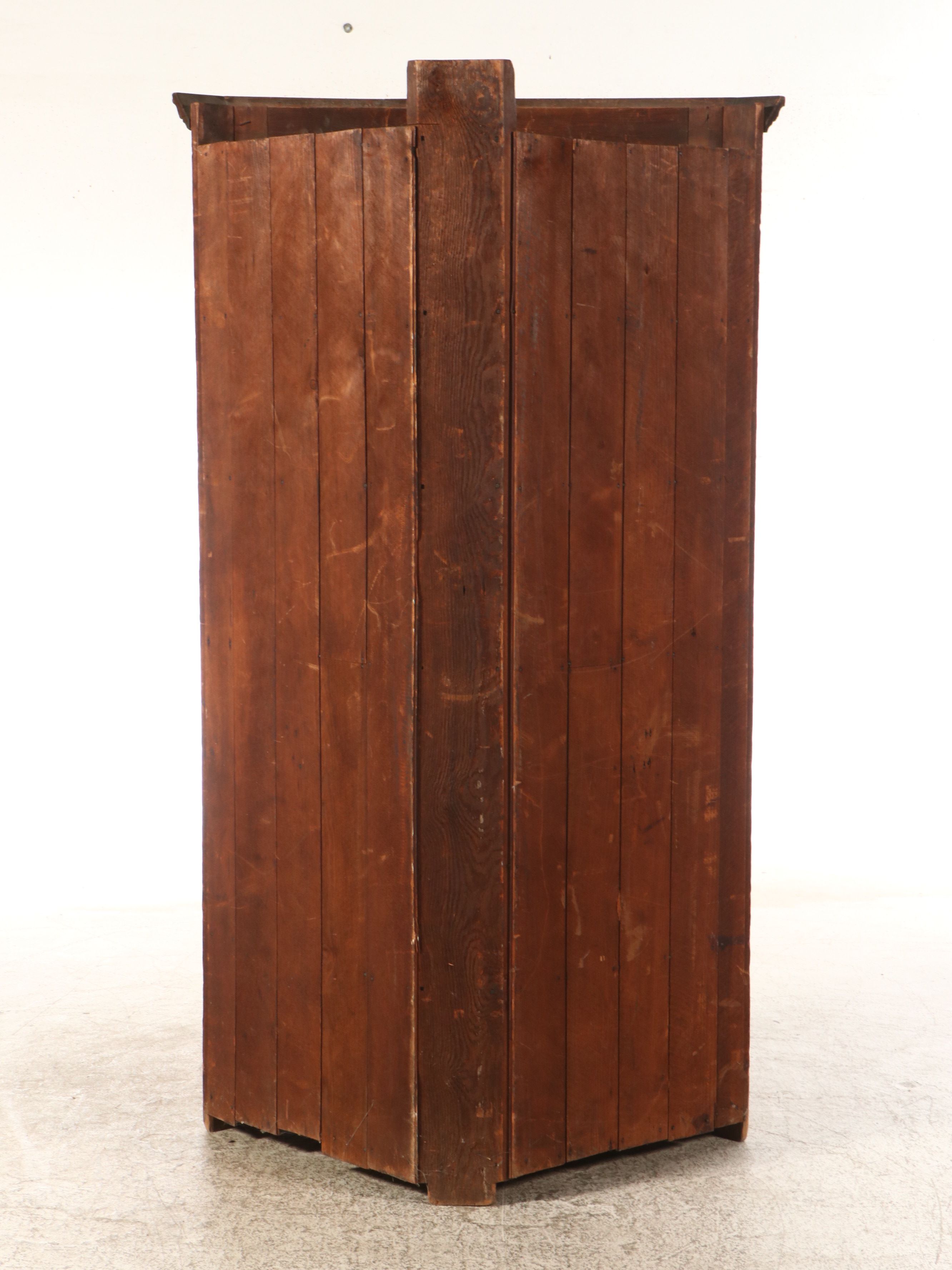 American Primitive Old Growth Poplar Corner Cabinet, Mid-19th Century