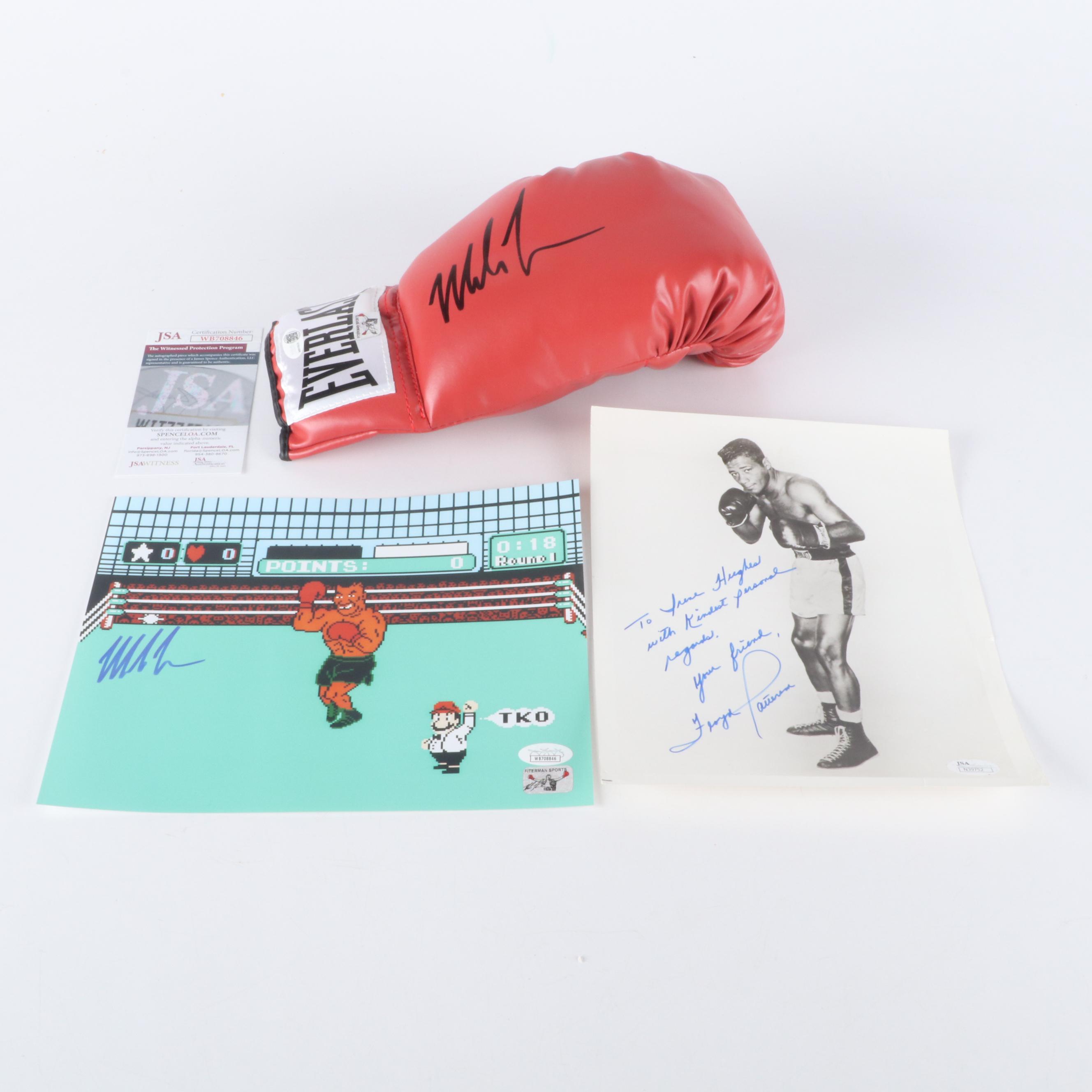 Mike Tyson Signed Everlast Boxing Glove and "Punch-Out" Print with More, JSA