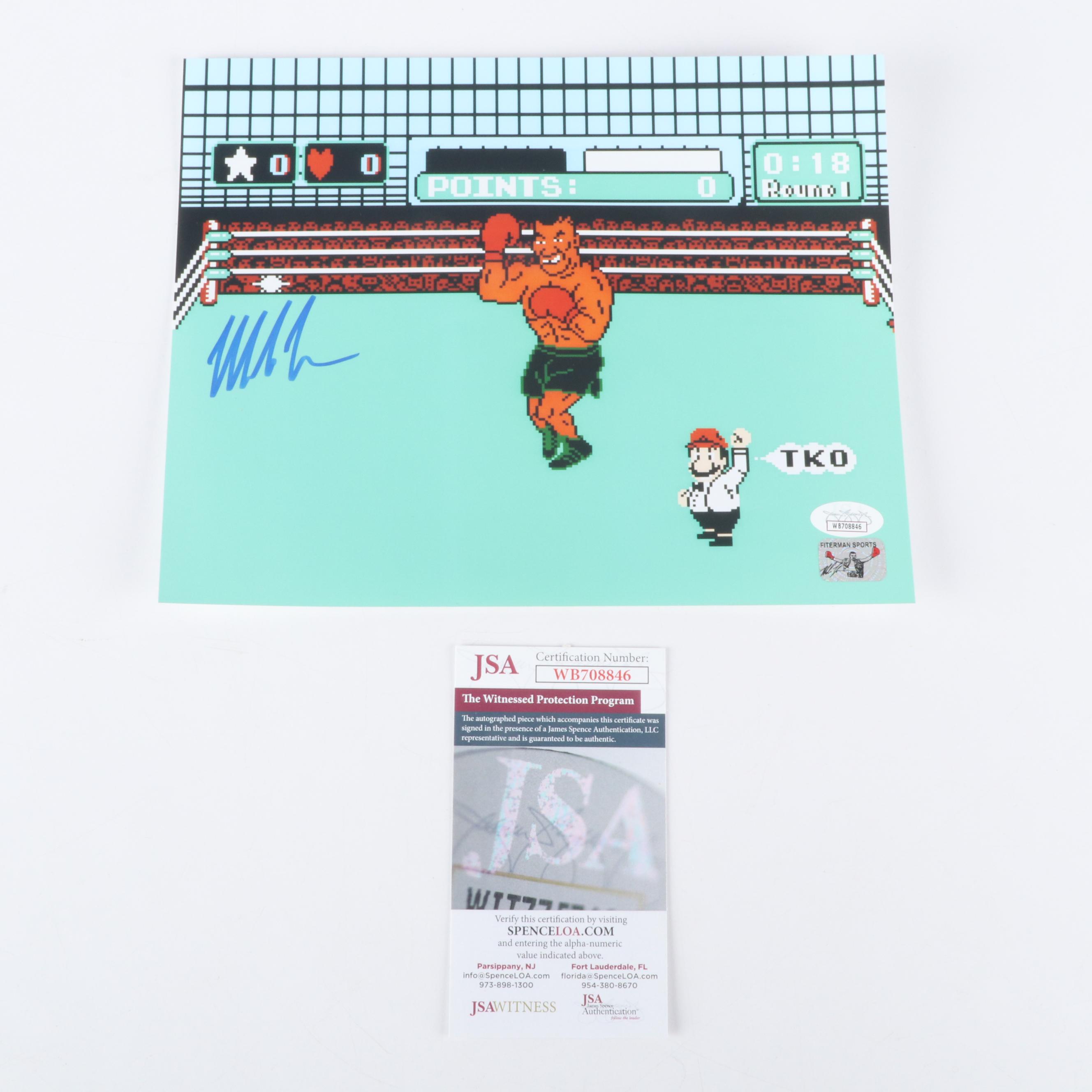 Mike Tyson Signed Everlast Boxing Glove and "Punch-Out" Print with More, JSA