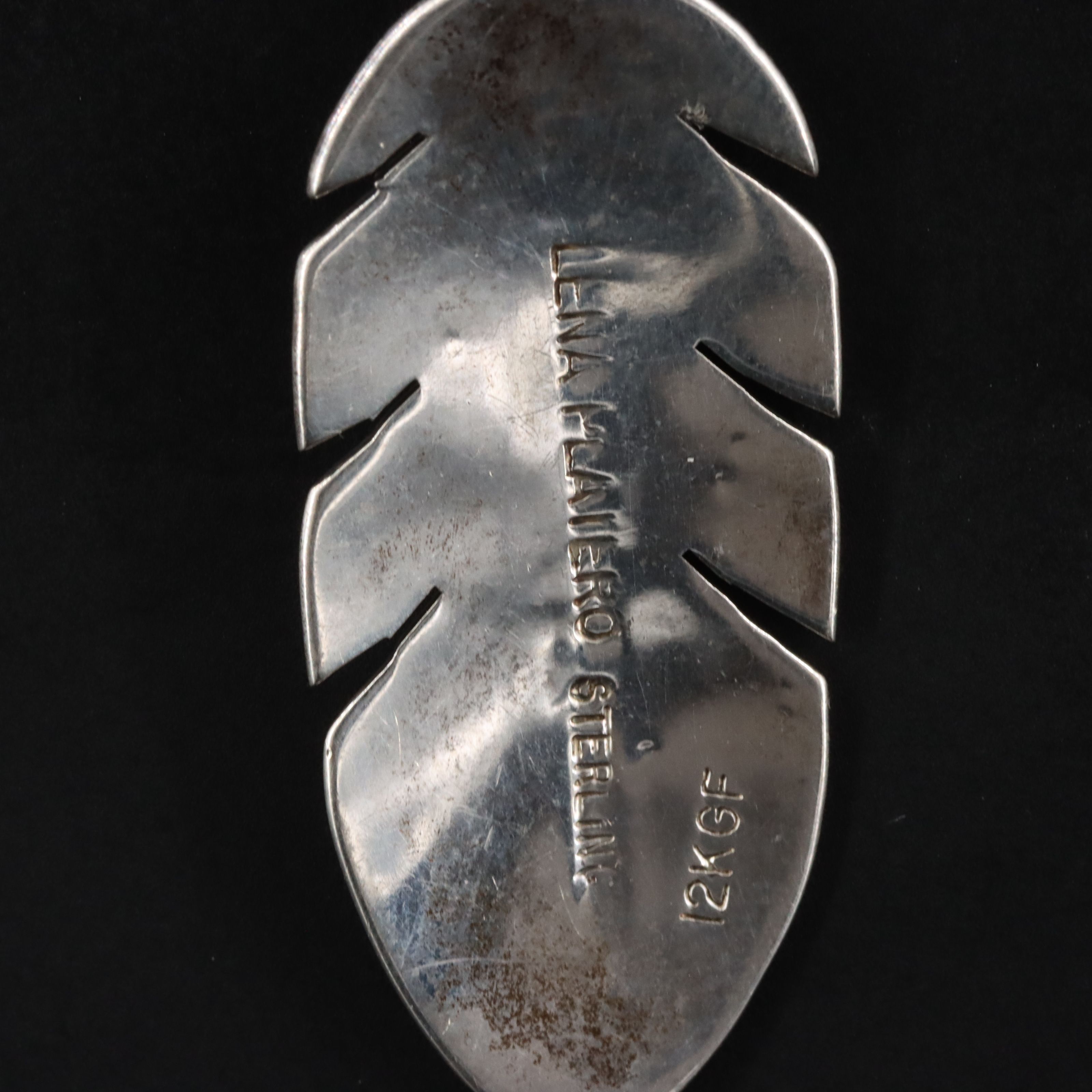 Lena Platero Navajo Diné Sterling Feather Pendant with Gold-Filled Accent