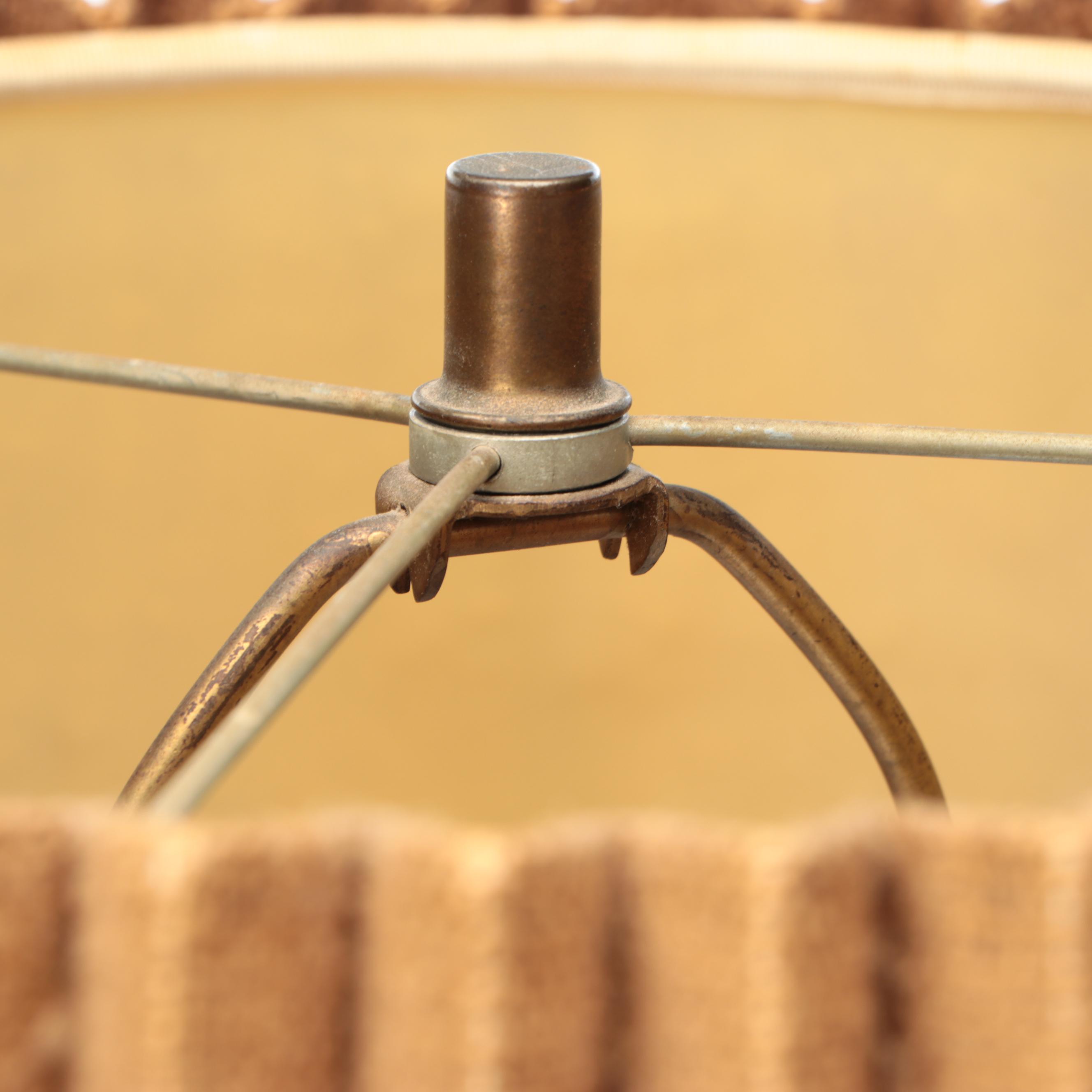 Rustic Textured Stoneware Table Lamp with Pleated Shade