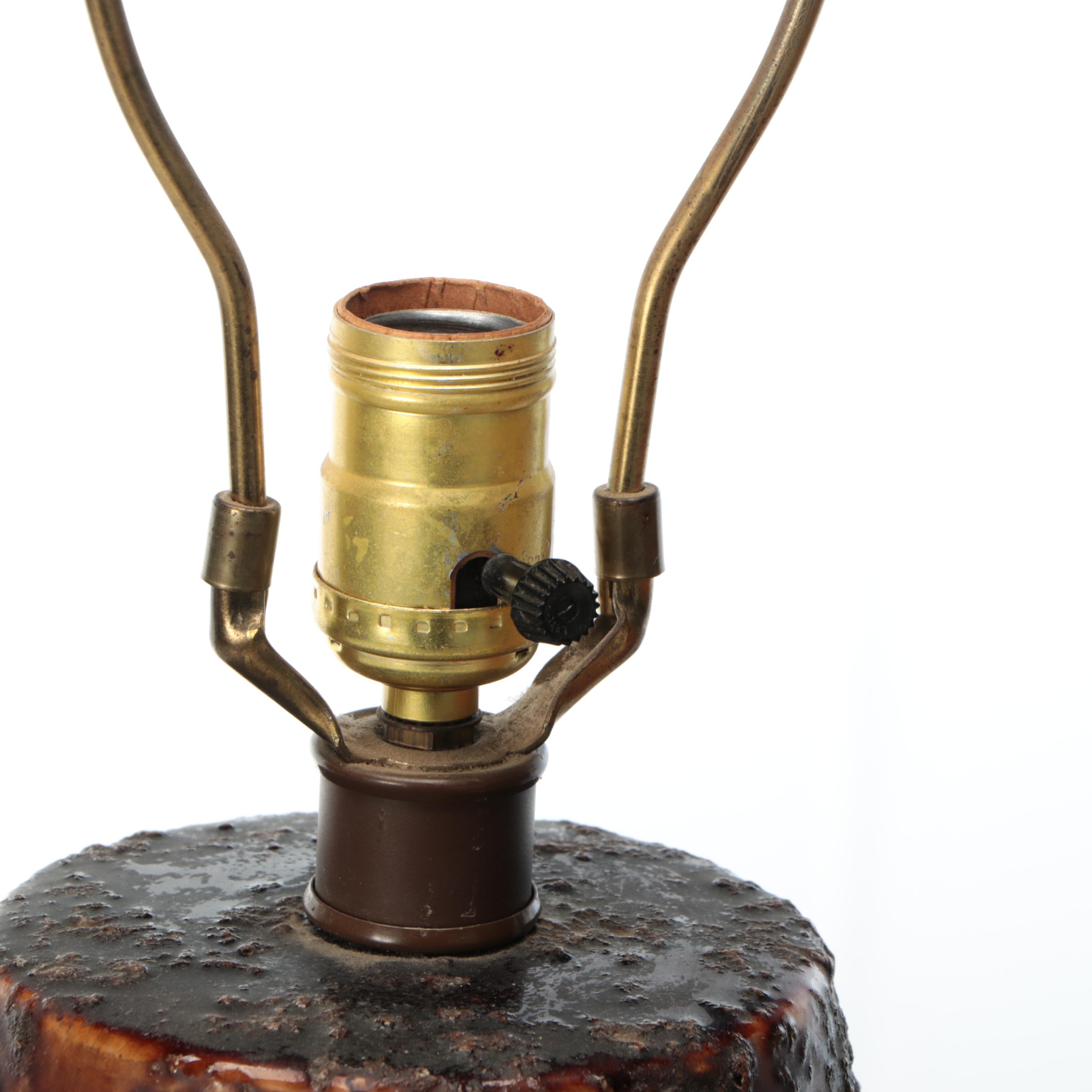 Rustic Textured Stoneware Table Lamp with Pleated Shade