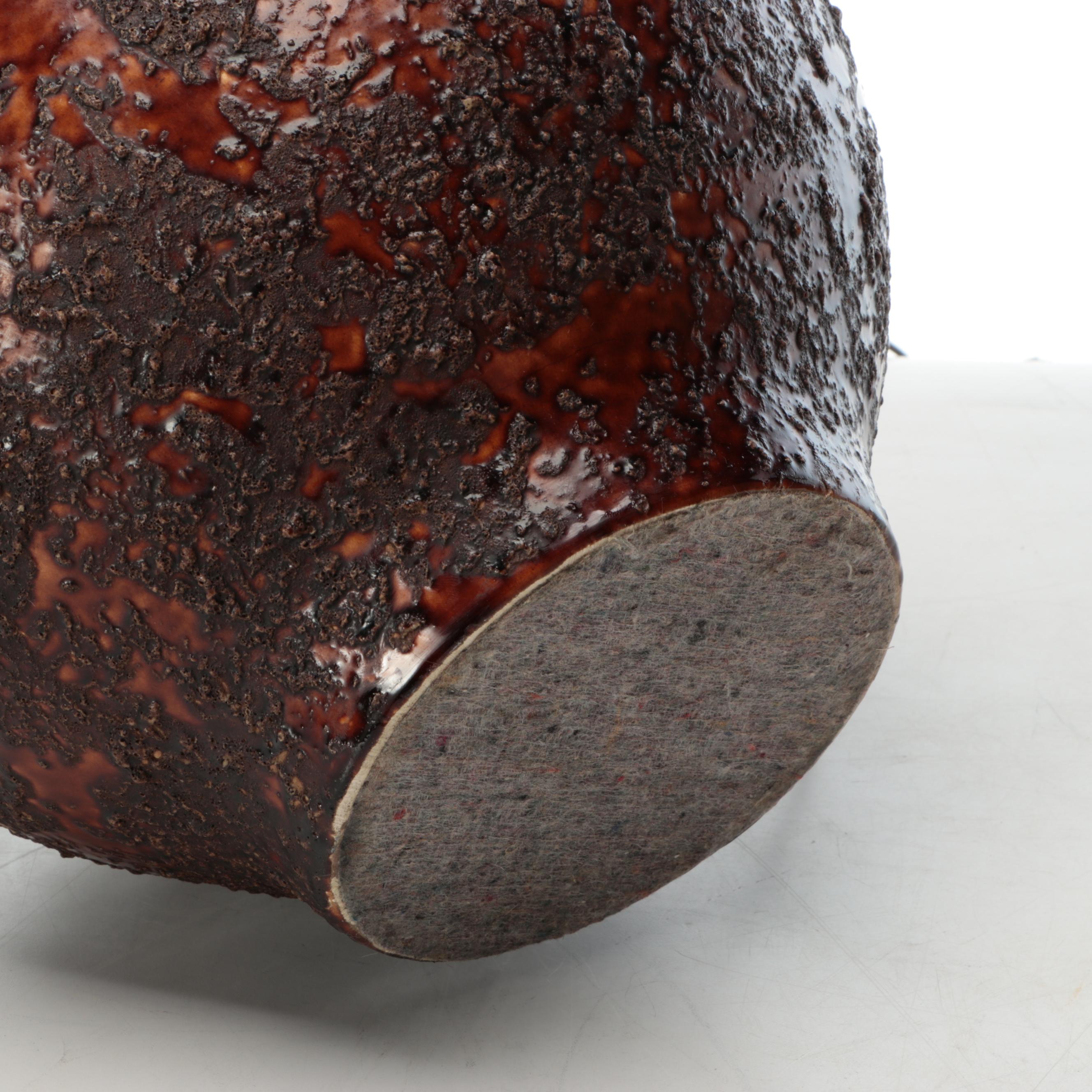 Rustic Textured Stoneware Table Lamp with Pleated Shade