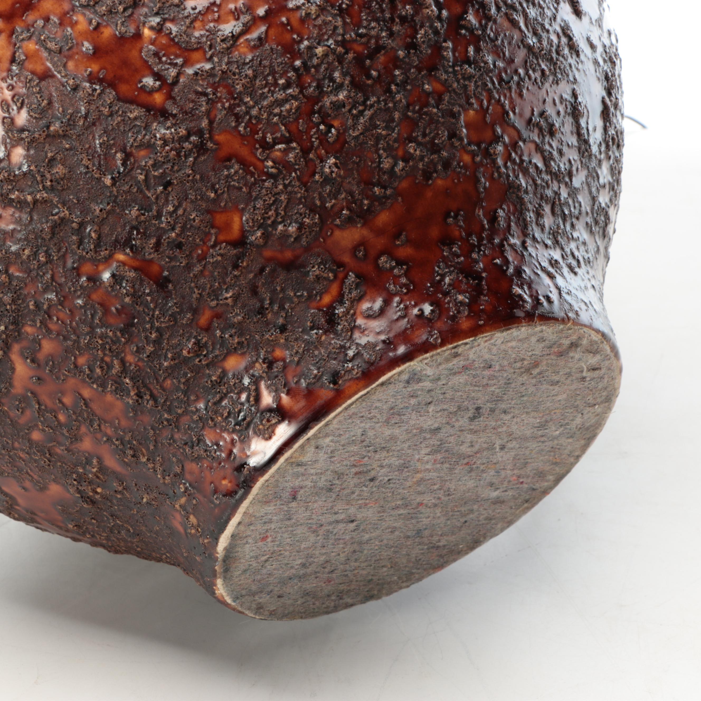 Rustic Textured Stoneware Table Lamp with Pleated Shade