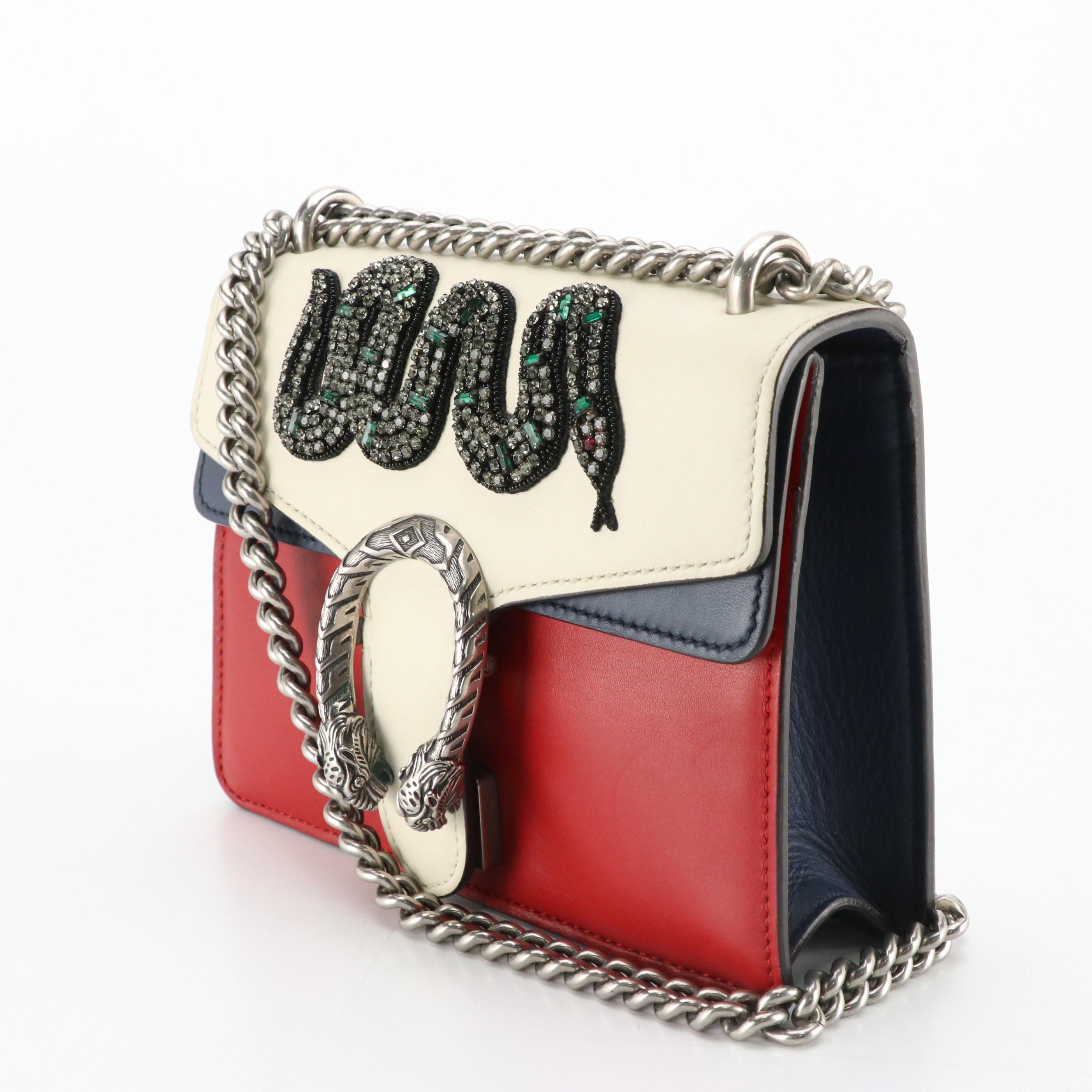 Gucci Dionysus Shoulder Bag in Snake Embellished Tricolored Leather