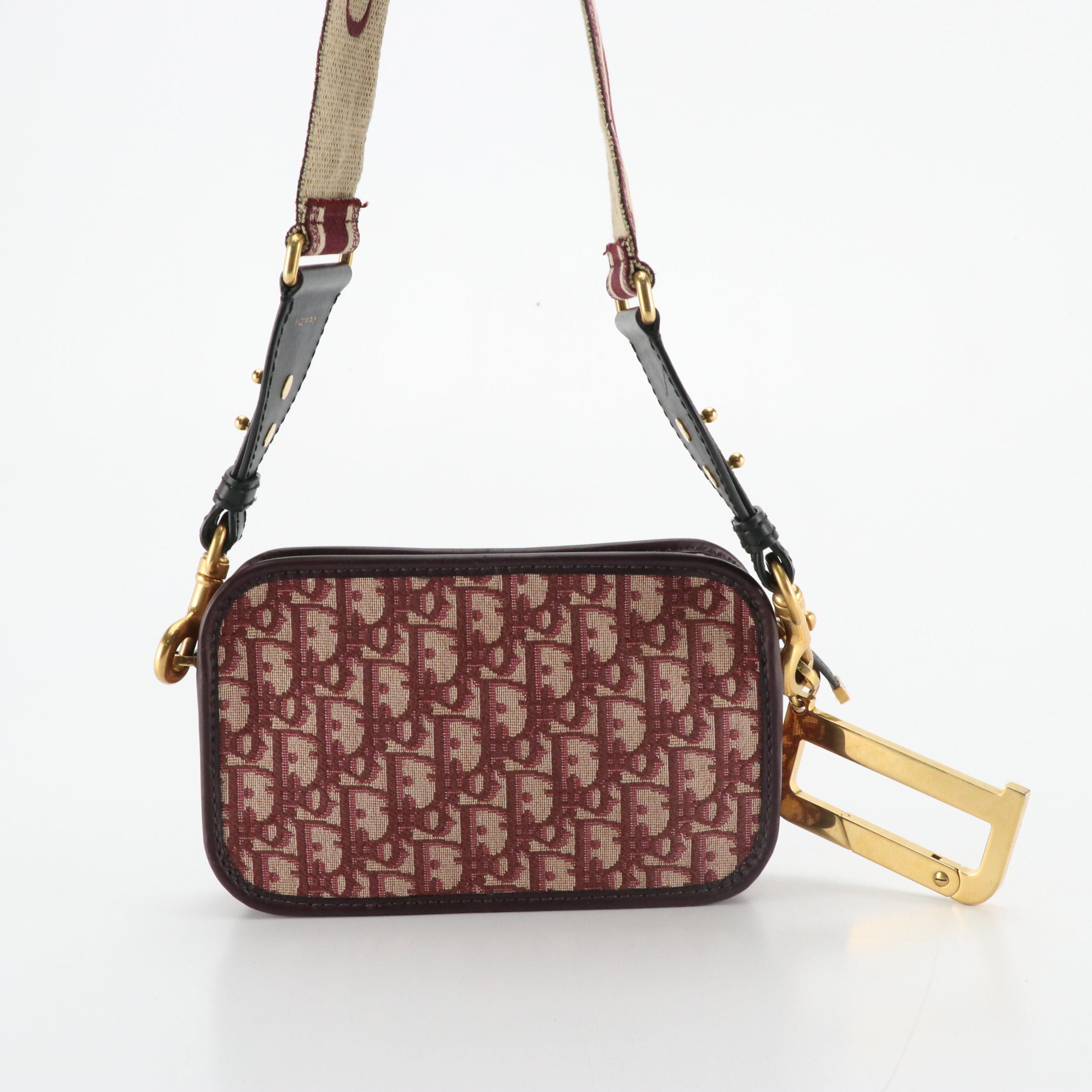 Christian Dior Diorquake Crossbody Bag in Maroon Diorissimo Canvas and Leather