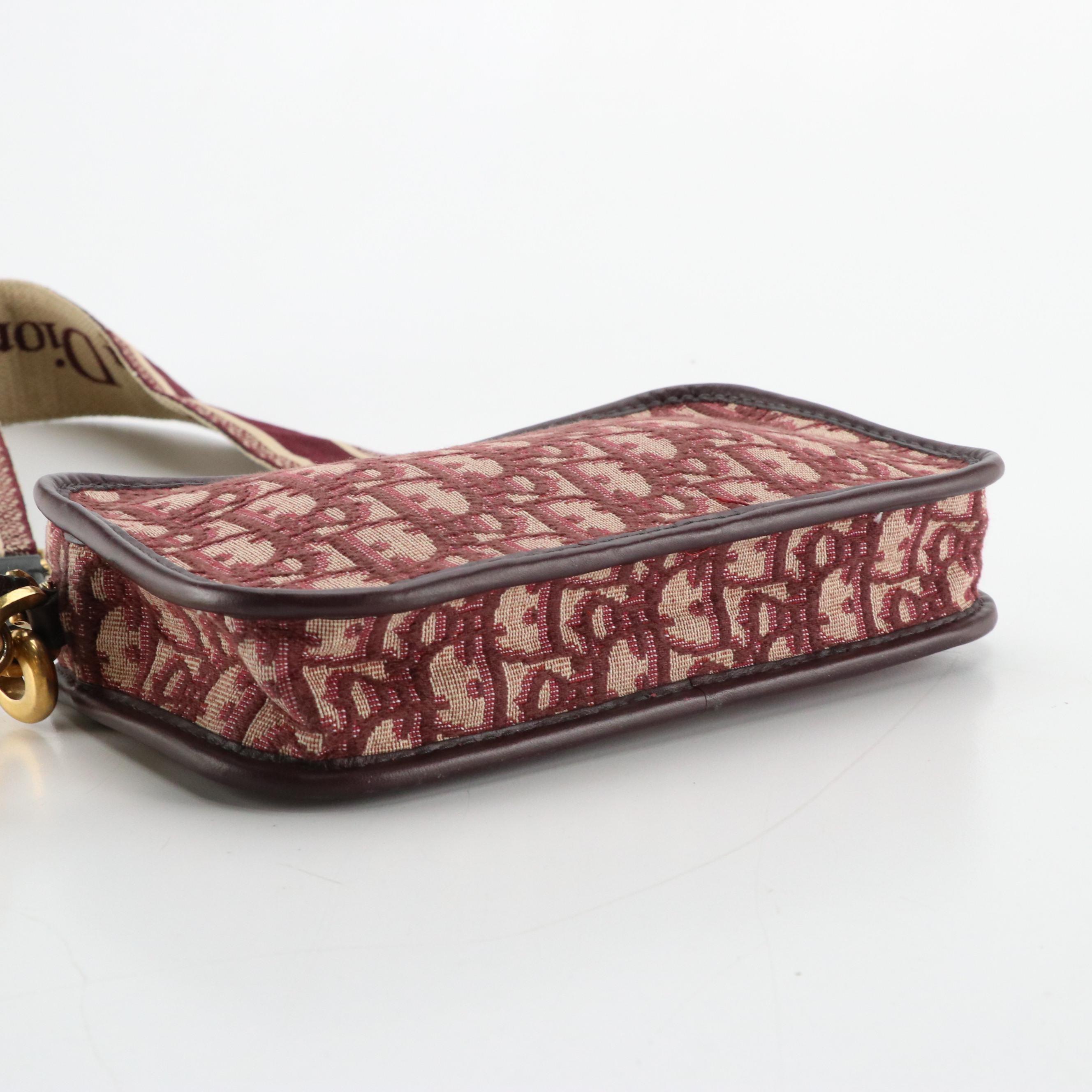 Christian Dior Diorquake Crossbody Bag in Maroon Diorissimo Canvas and Leather