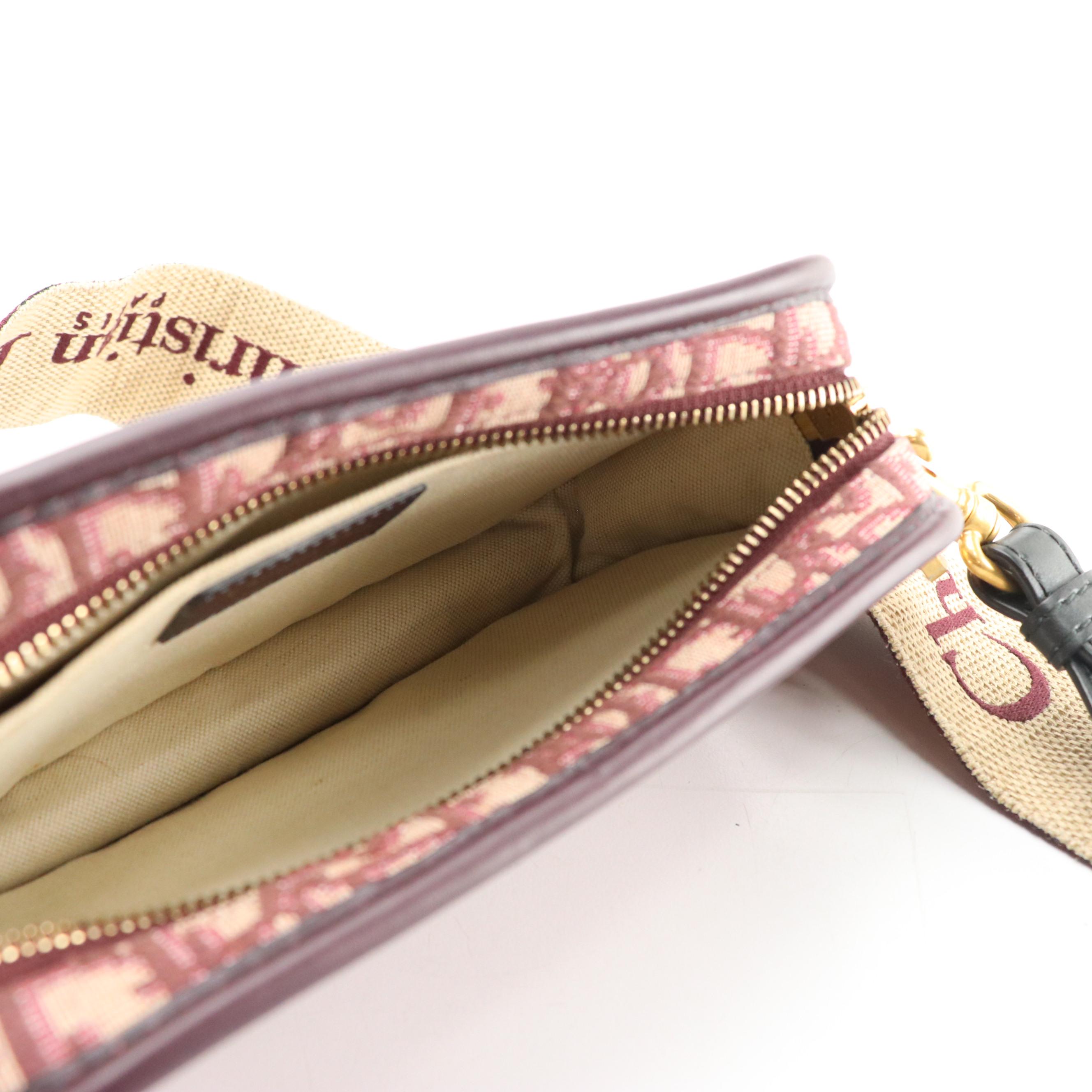 Christian Dior Diorquake Crossbody Bag in Maroon Diorissimo Canvas and Leather