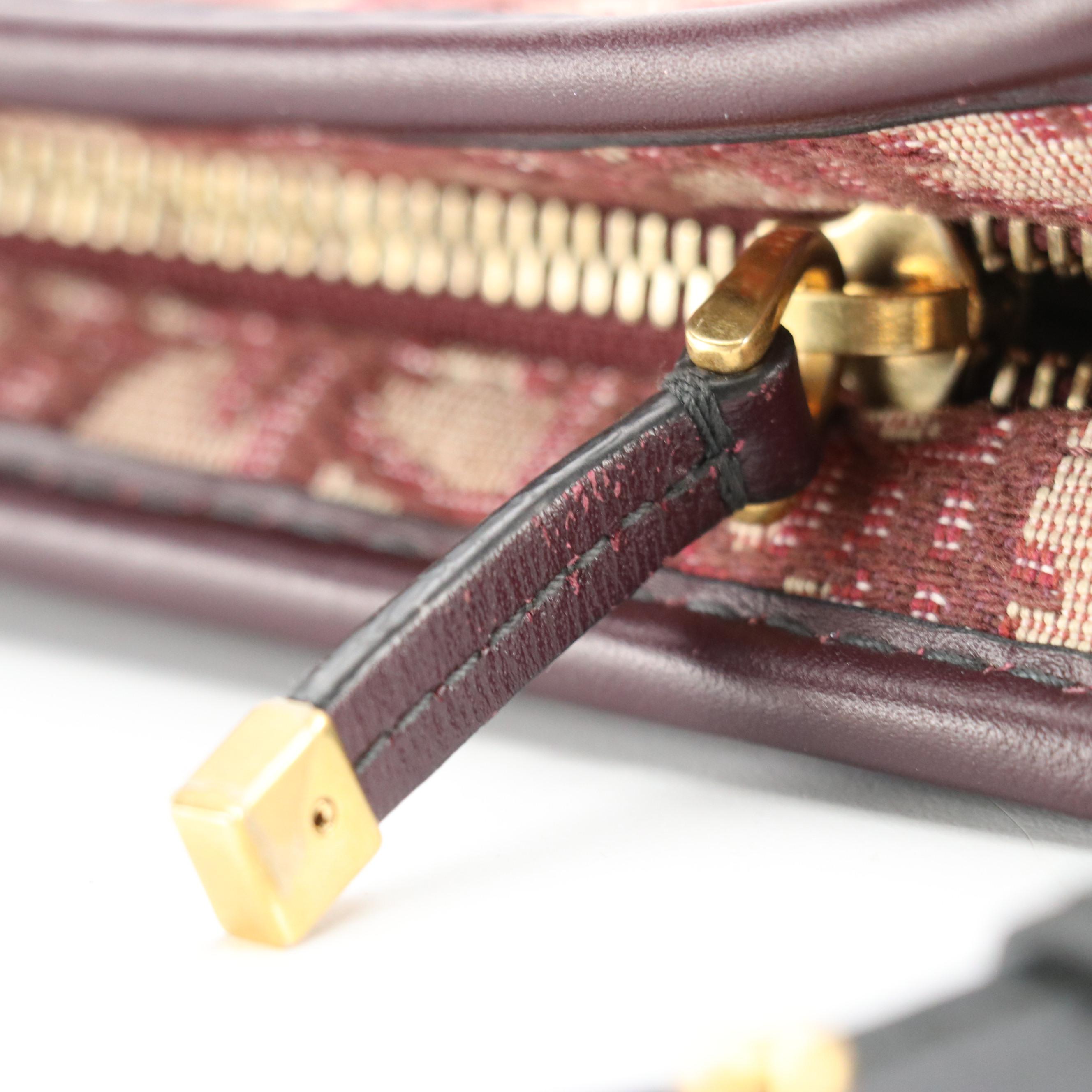 Christian Dior Diorquake Crossbody Bag in Maroon Diorissimo Canvas and Leather