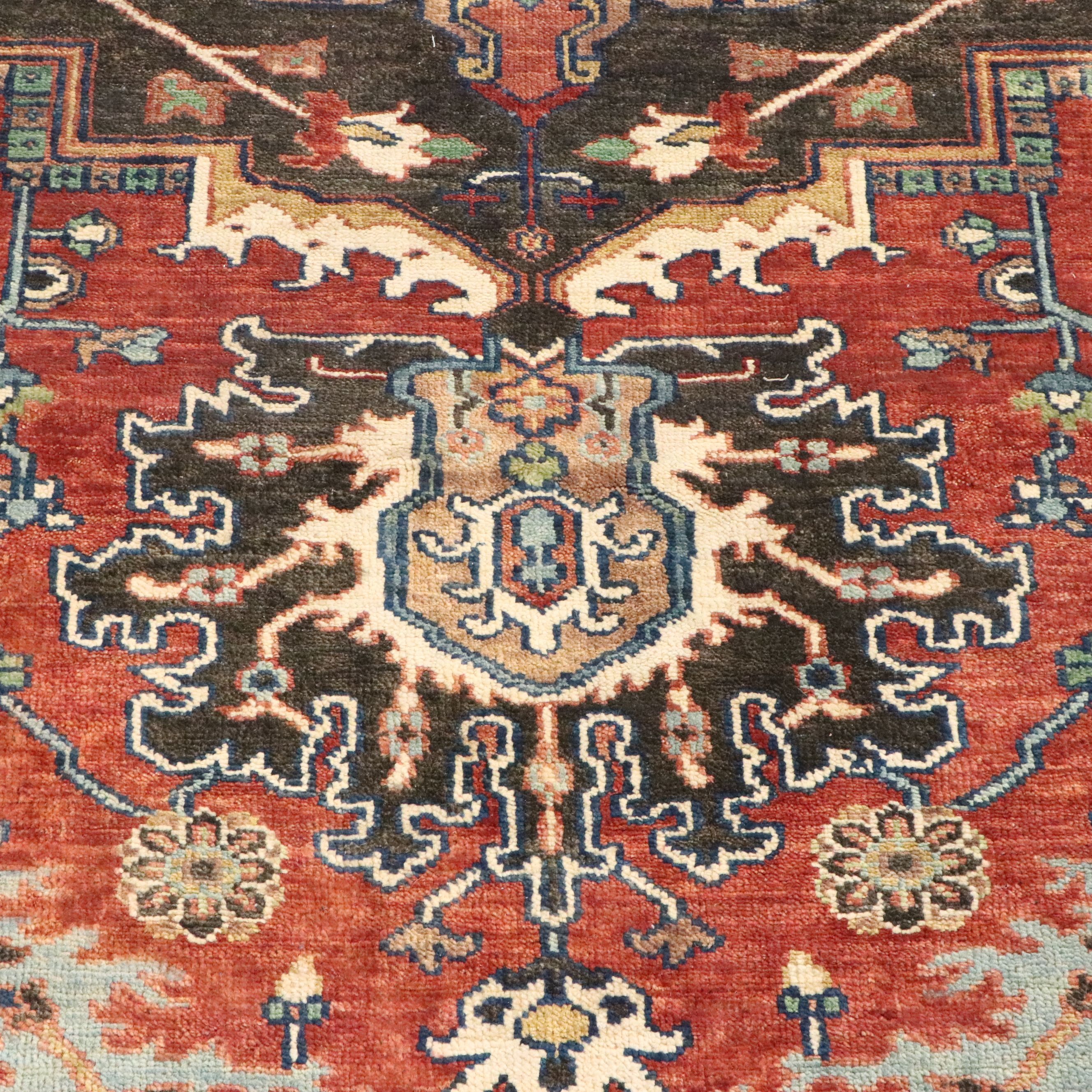 10' x 10'3 Round Hand-Knotted Indo-Persian Heriz Room-Sized Rug