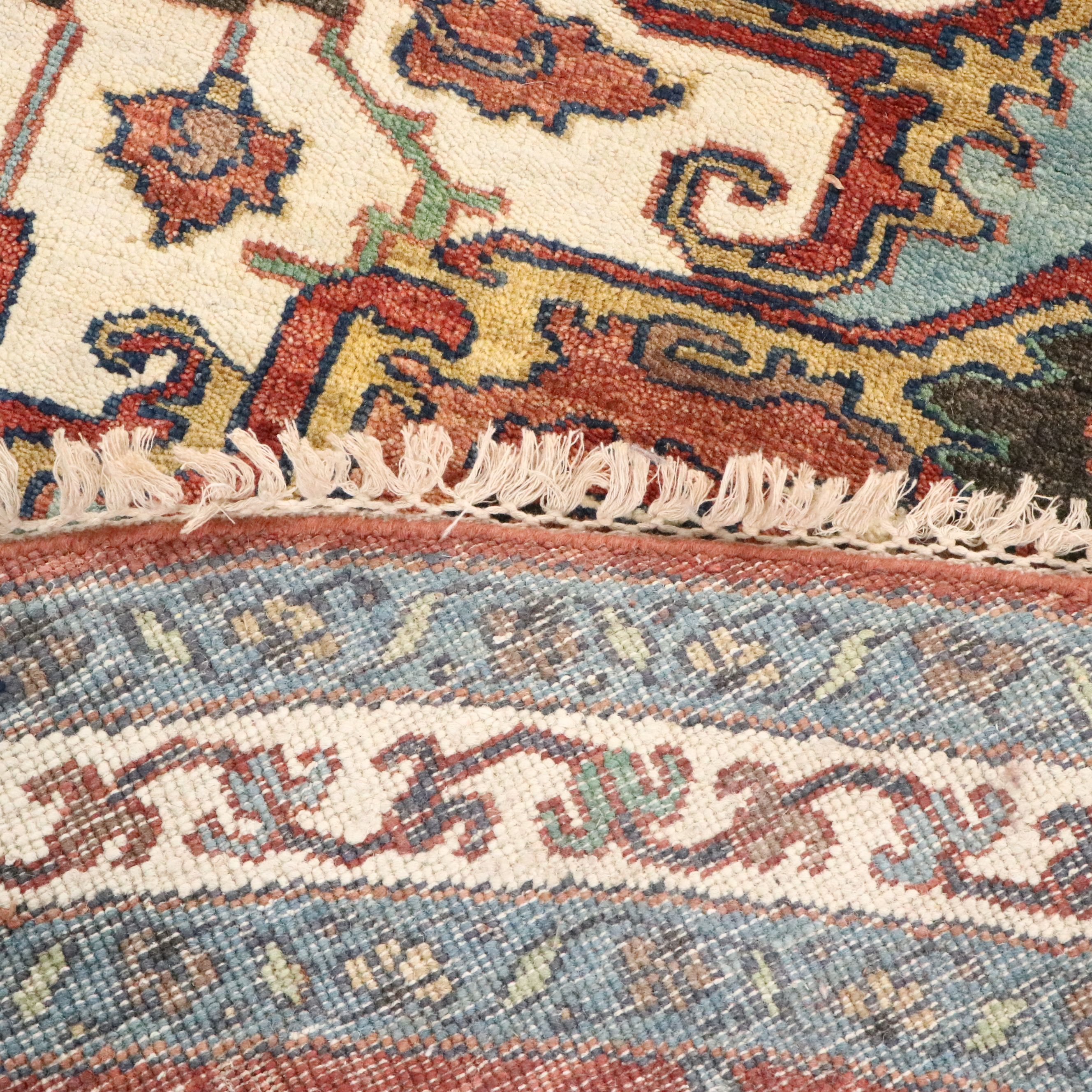 10' x 10'3 Round Hand-Knotted Indo-Persian Heriz Room-Sized Rug