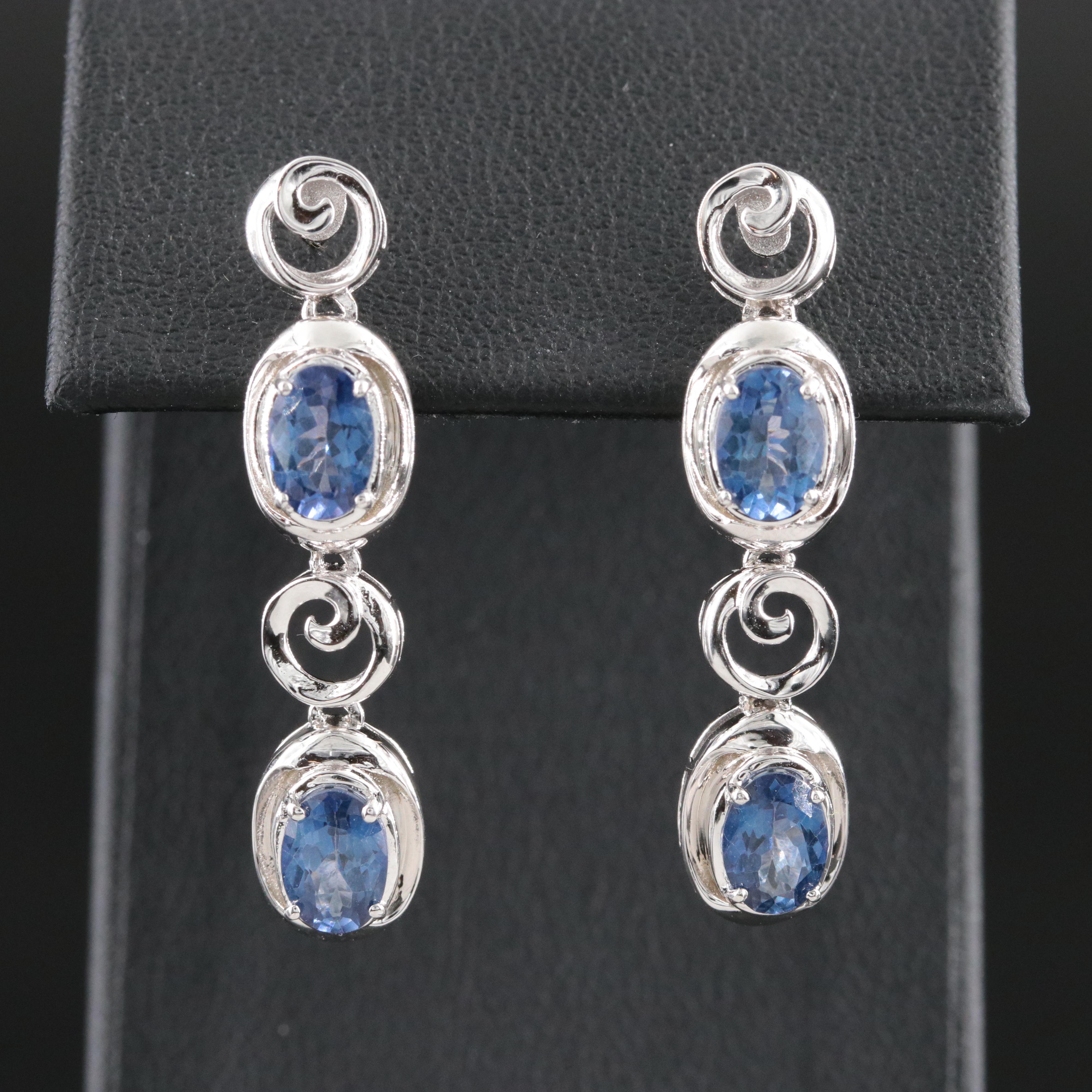 Sterling Tanzanite Drop Earrings