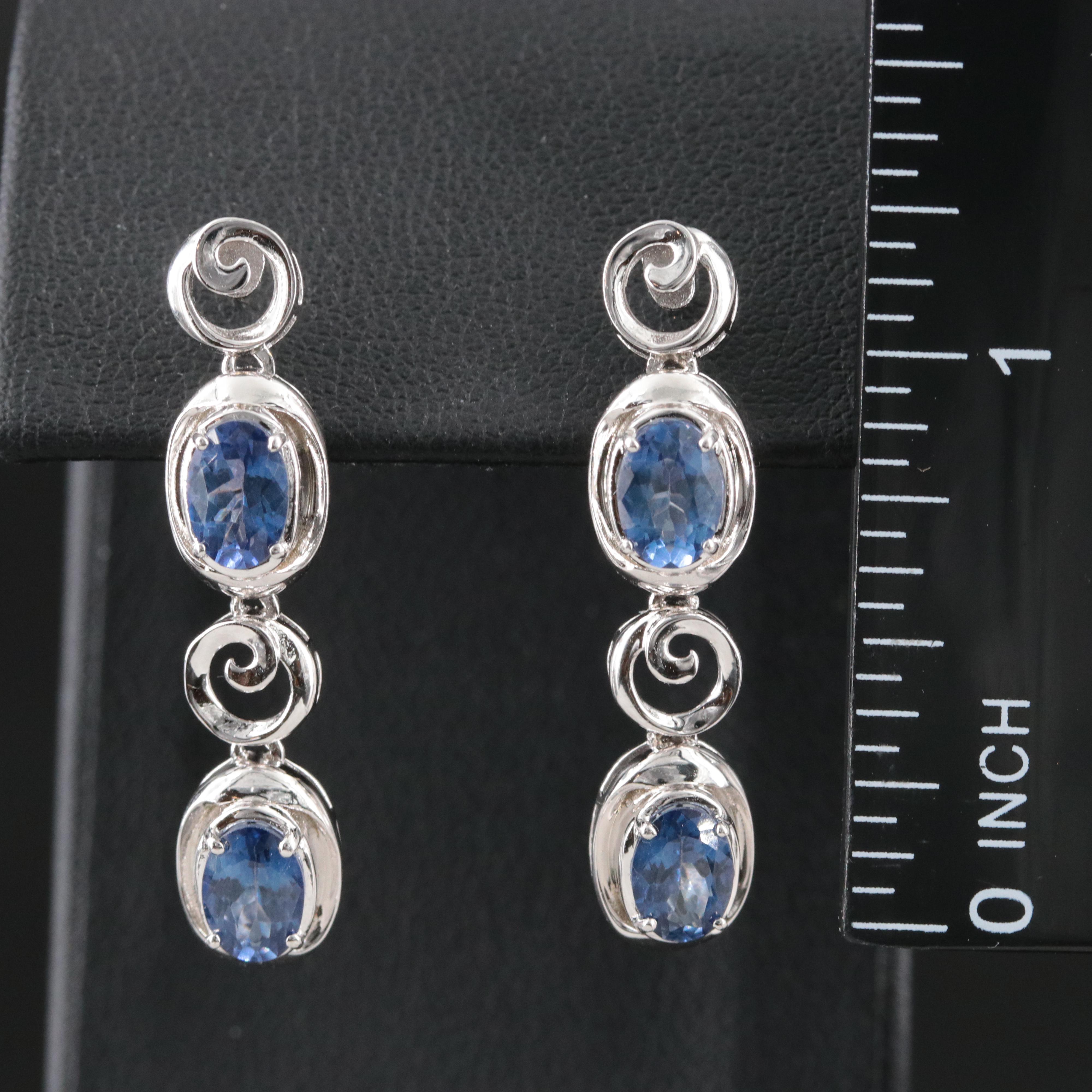 Sterling Tanzanite Drop Earrings