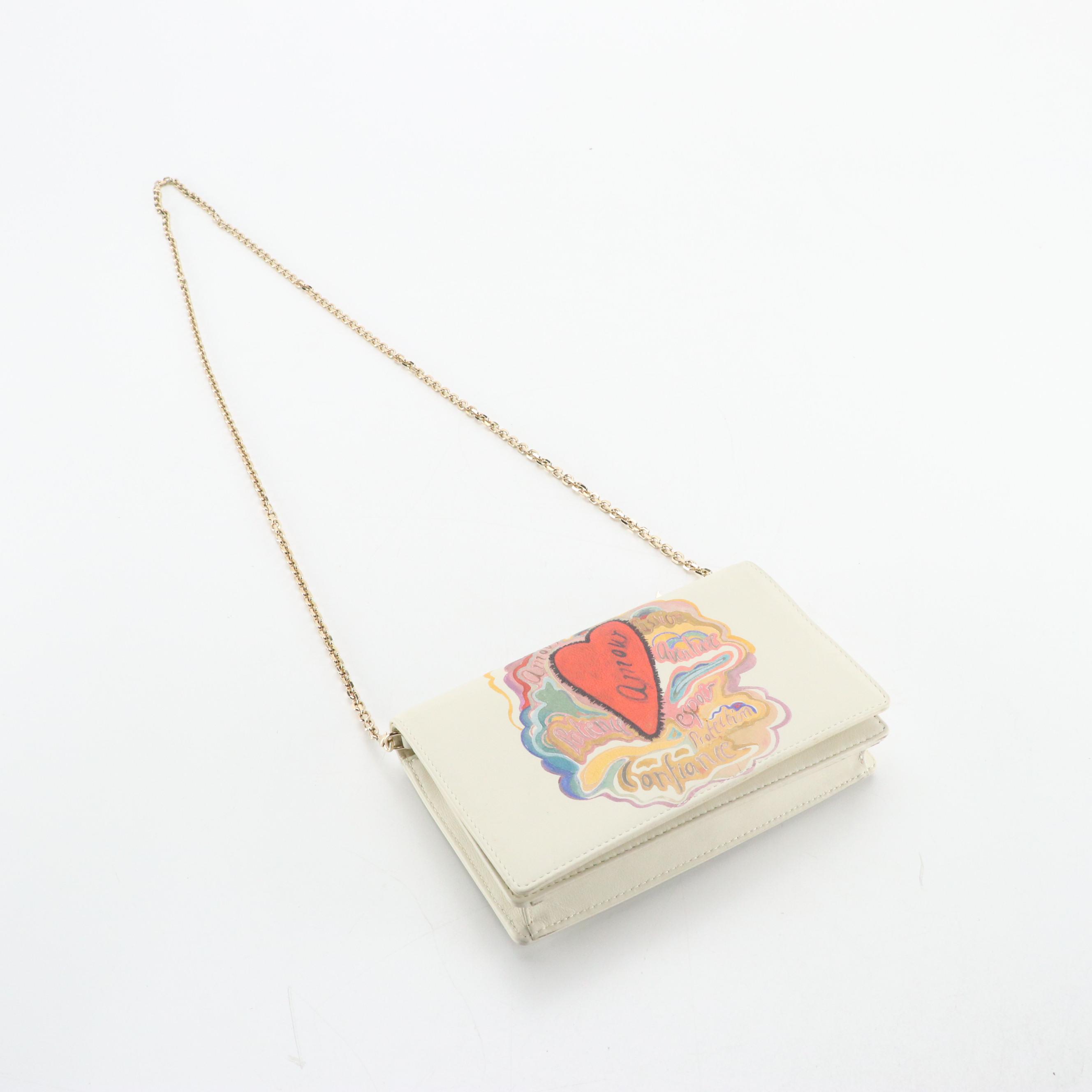 Christian Dior Limited Edition Dioramour Chain Strap Clutch in White Calfskin