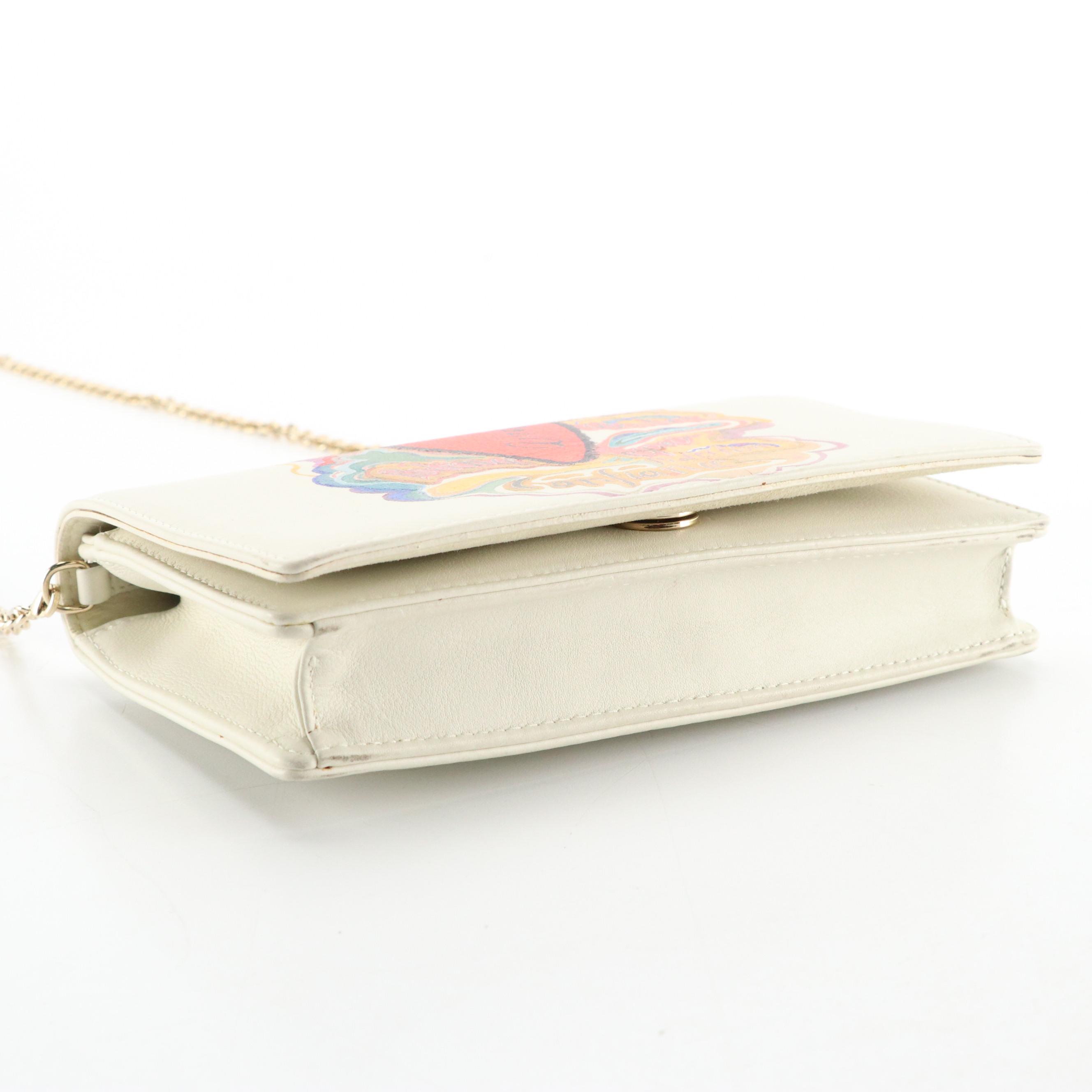 Christian Dior Limited Edition Dioramour Chain Strap Clutch in White Calfskin