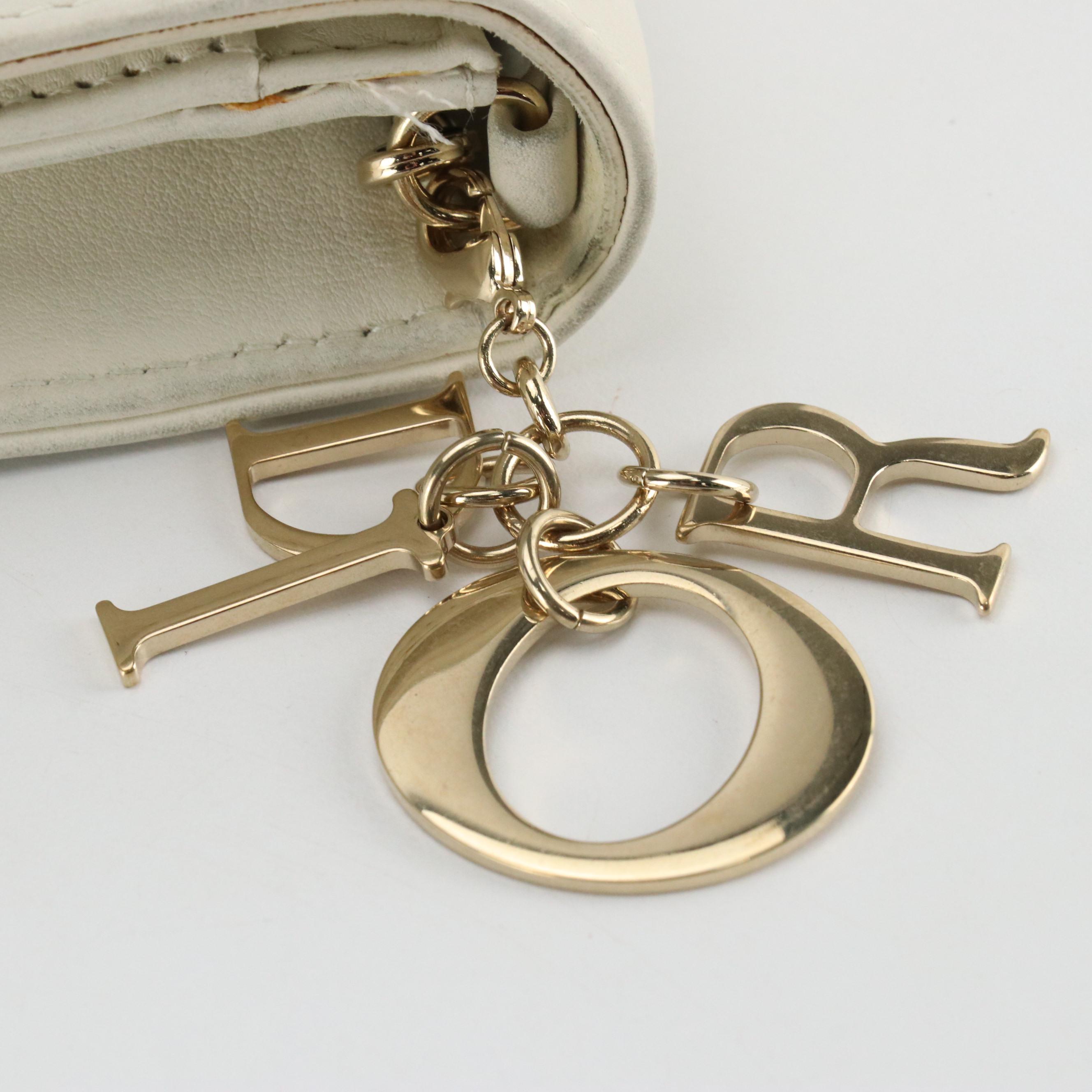 Christian Dior Limited Edition Dioramour Chain Strap Clutch in White Calfskin