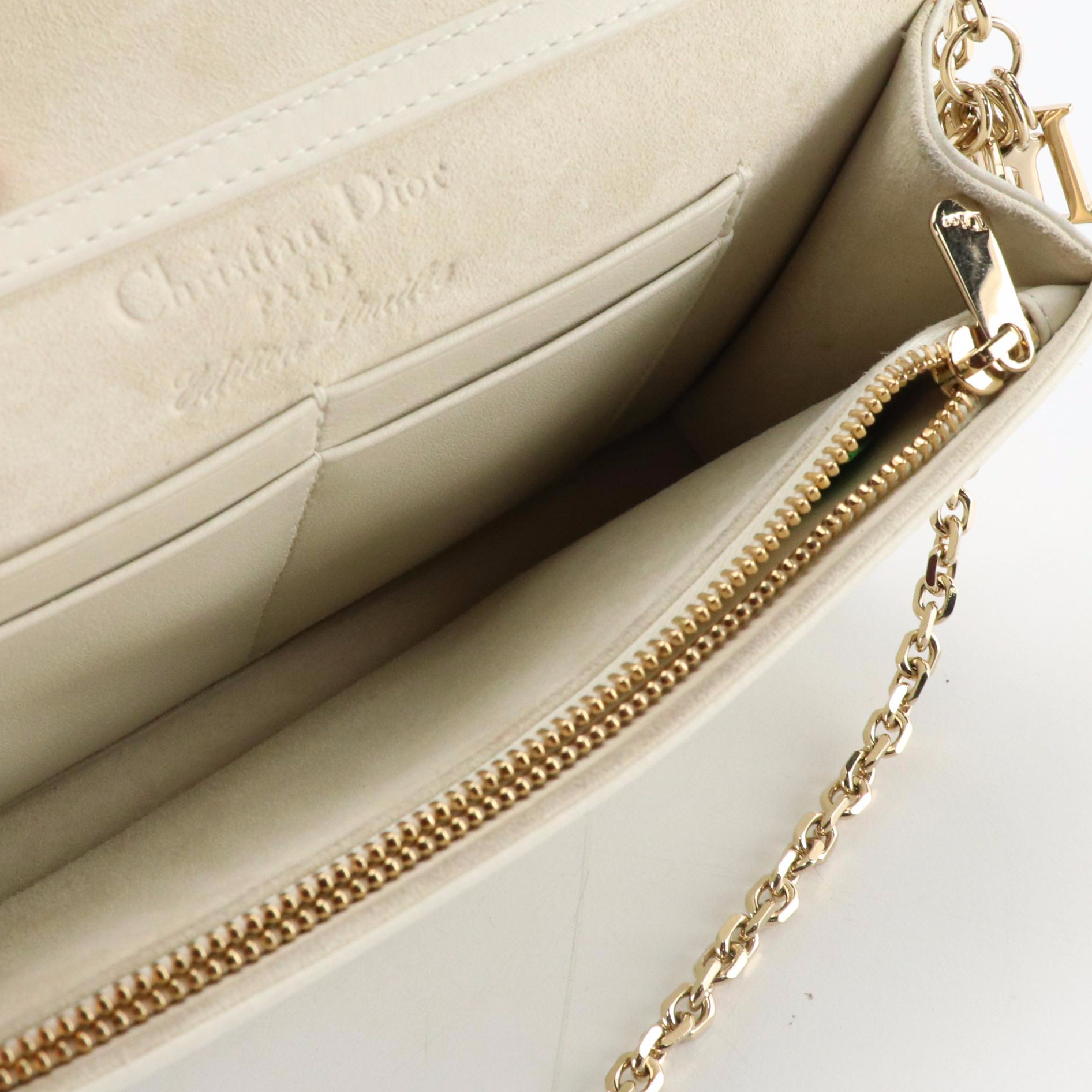 Christian Dior Limited Edition Dioramour Chain Strap Clutch in White Calfskin