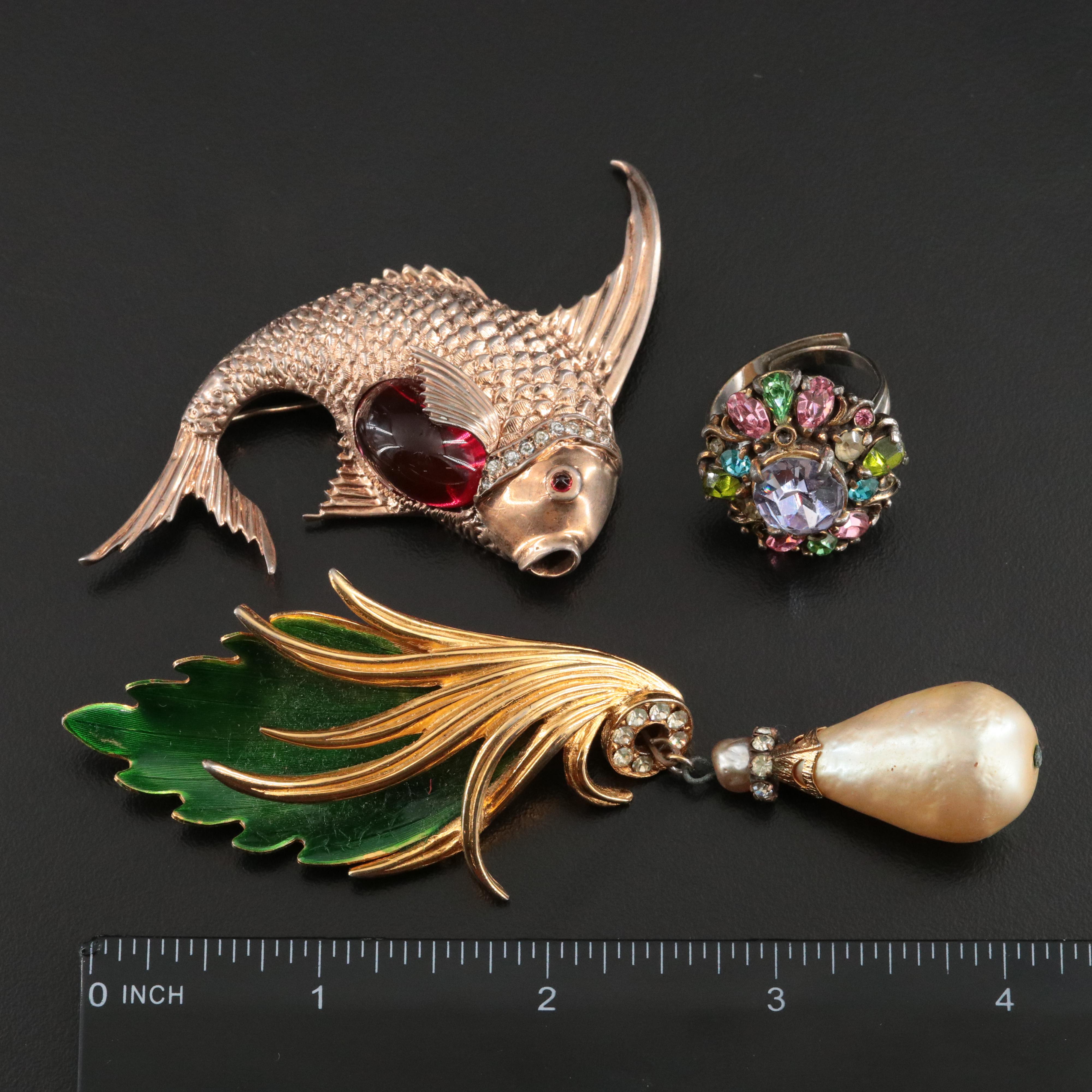 Ciner, Hobé and Hattie Carnegie Featured in Brooch and Ring Collection