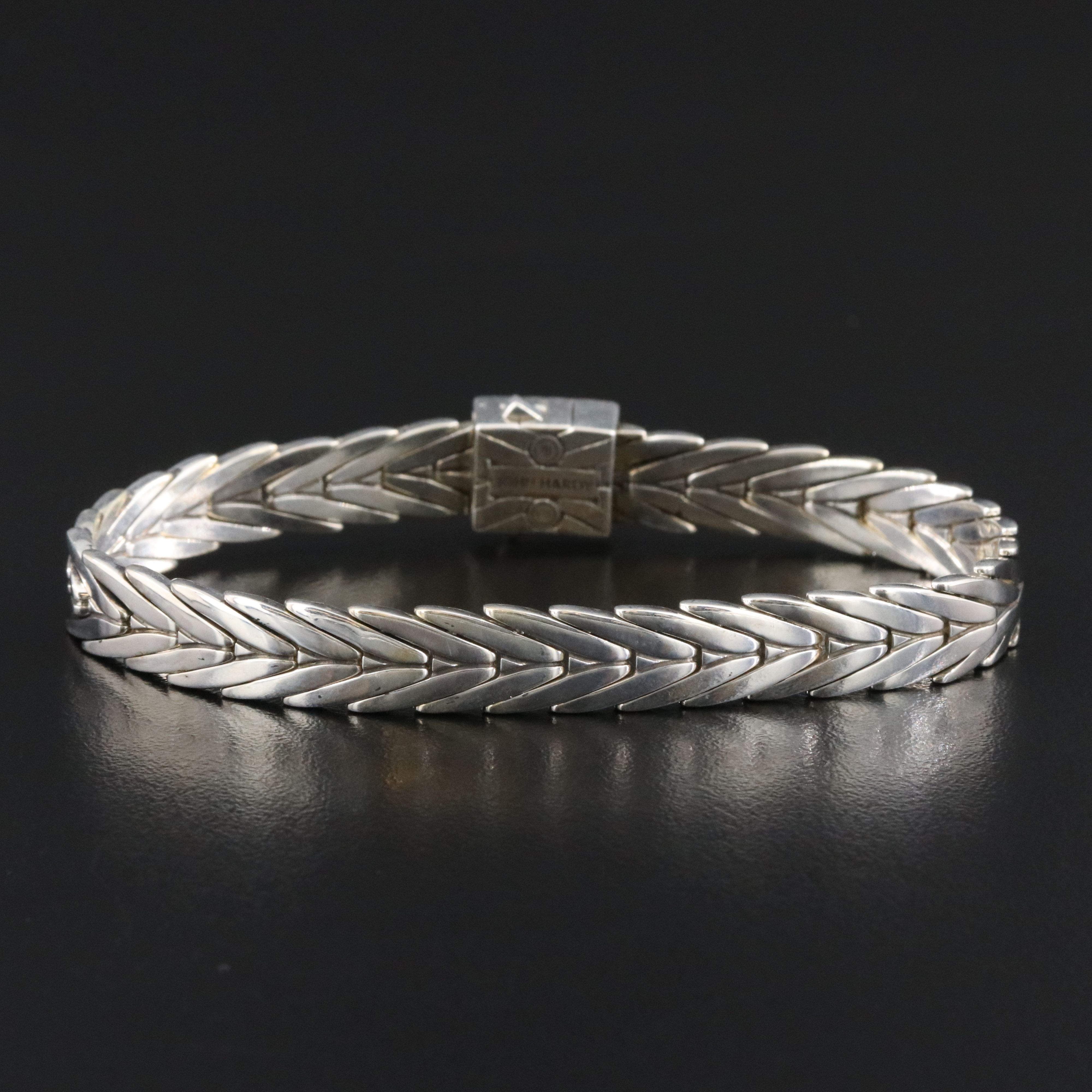 John Hardy Sterling Modern Chain Bracelet with Diamond Clasp