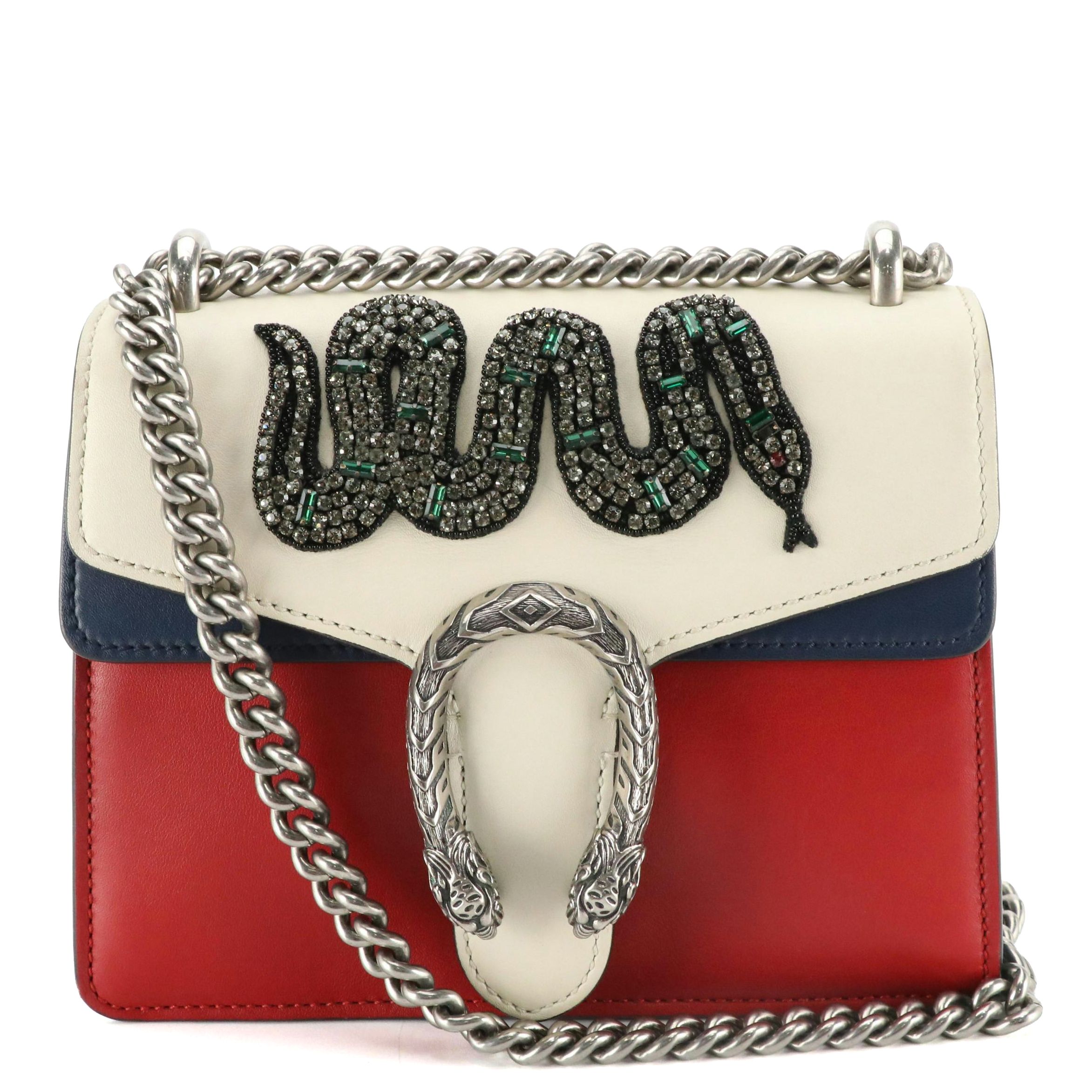 Gucci Dionysus Shoulder Bag in Snake Embellished Tricolored Leather