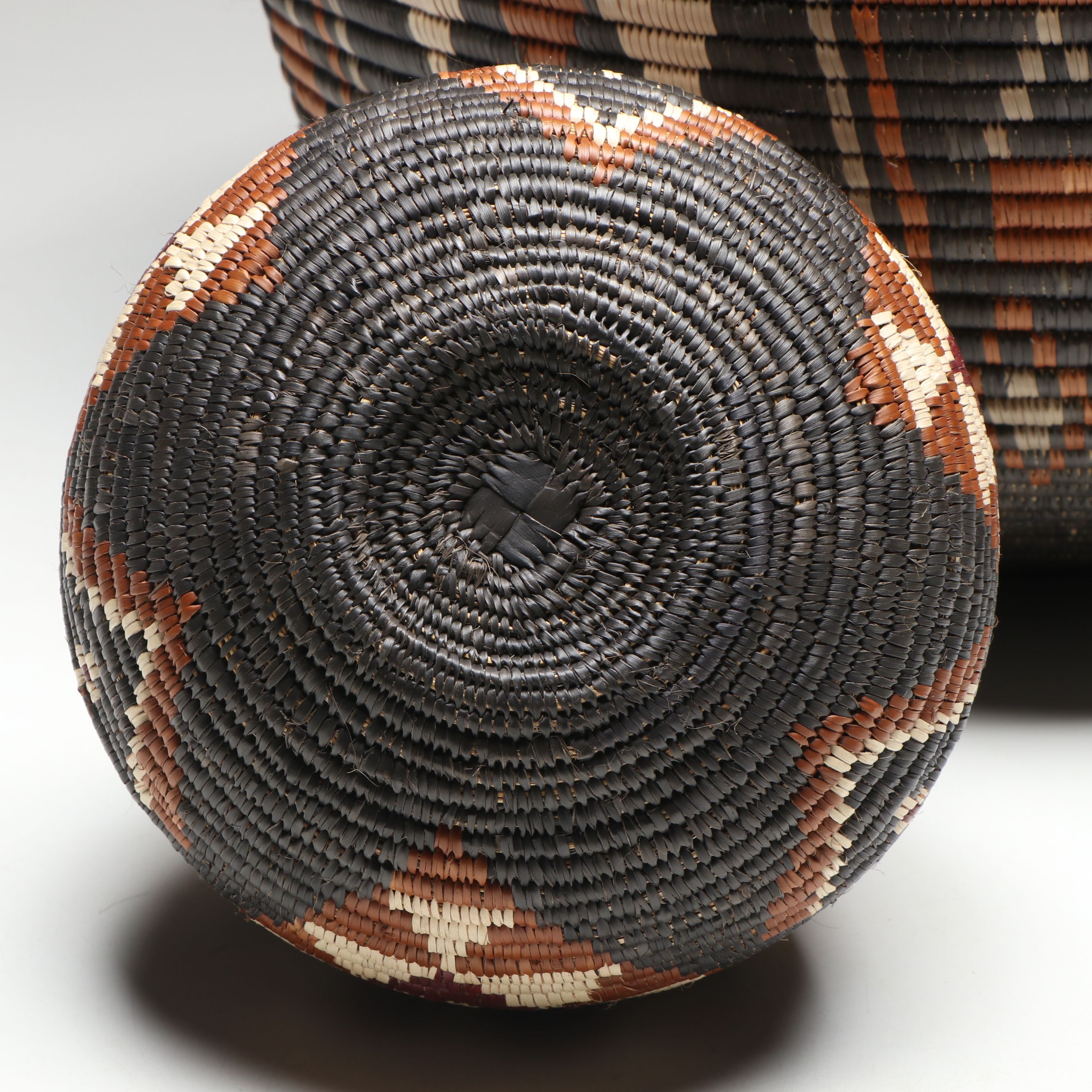 Alice Simelane South African Zulu Woven Ilala Palm Bowl and Other Lidded Basket