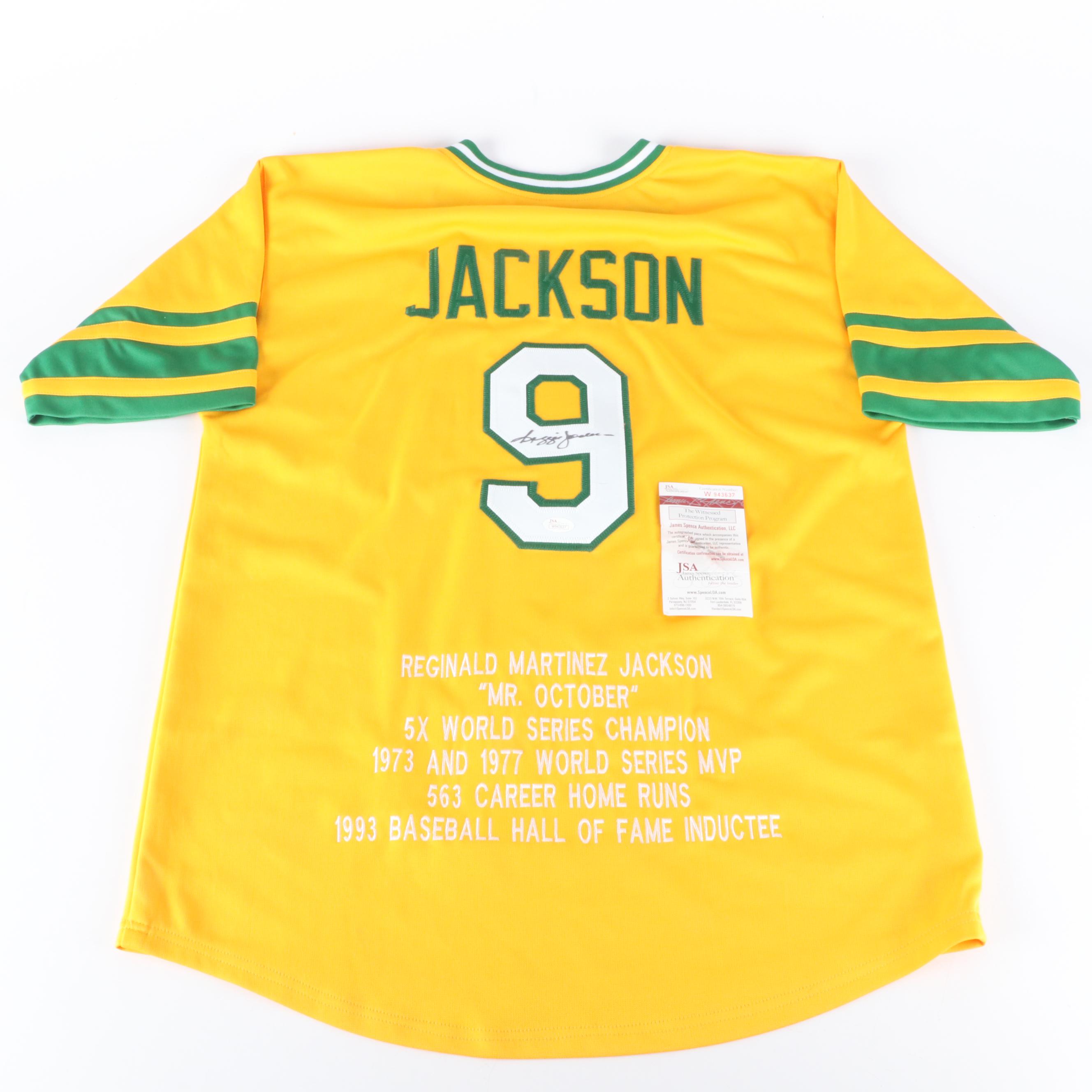 Reggie Jackson Signed Oakland Athletics Baseball Stats Jersey, JSA
