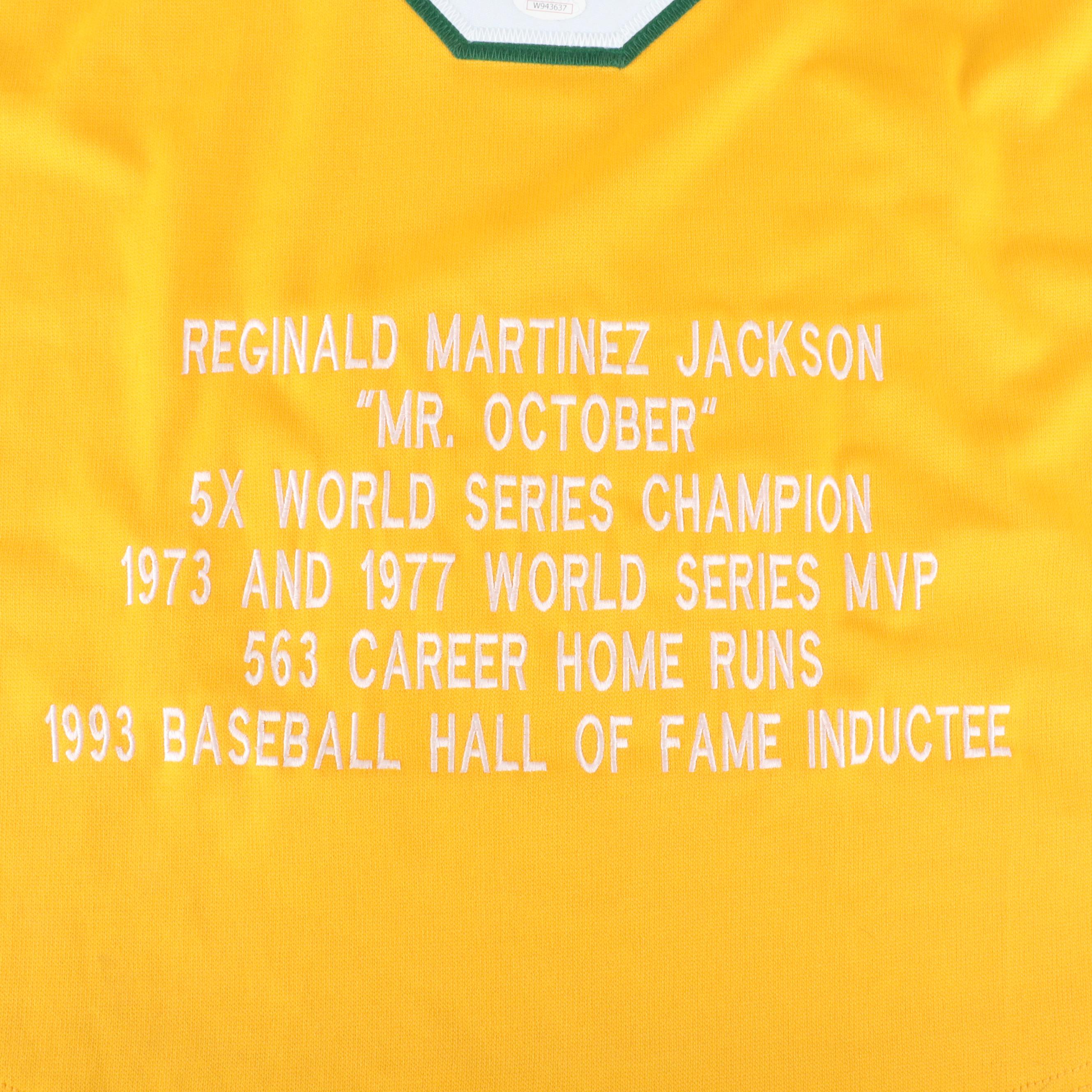 Reggie Jackson Signed Oakland Athletics Baseball Stats Jersey, JSA