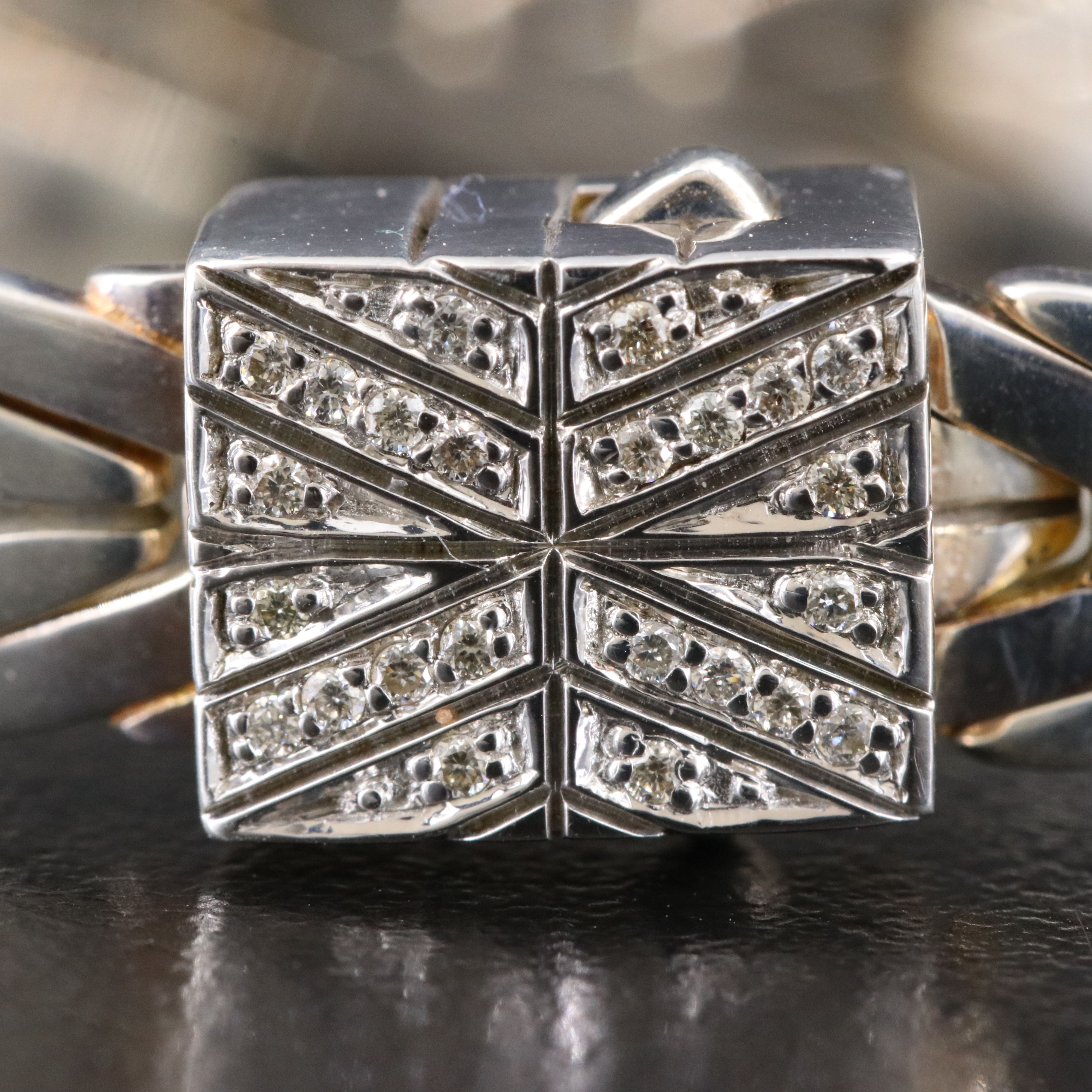 John Hardy Modern Chain Sterling Bracelet with Diamond Clasp