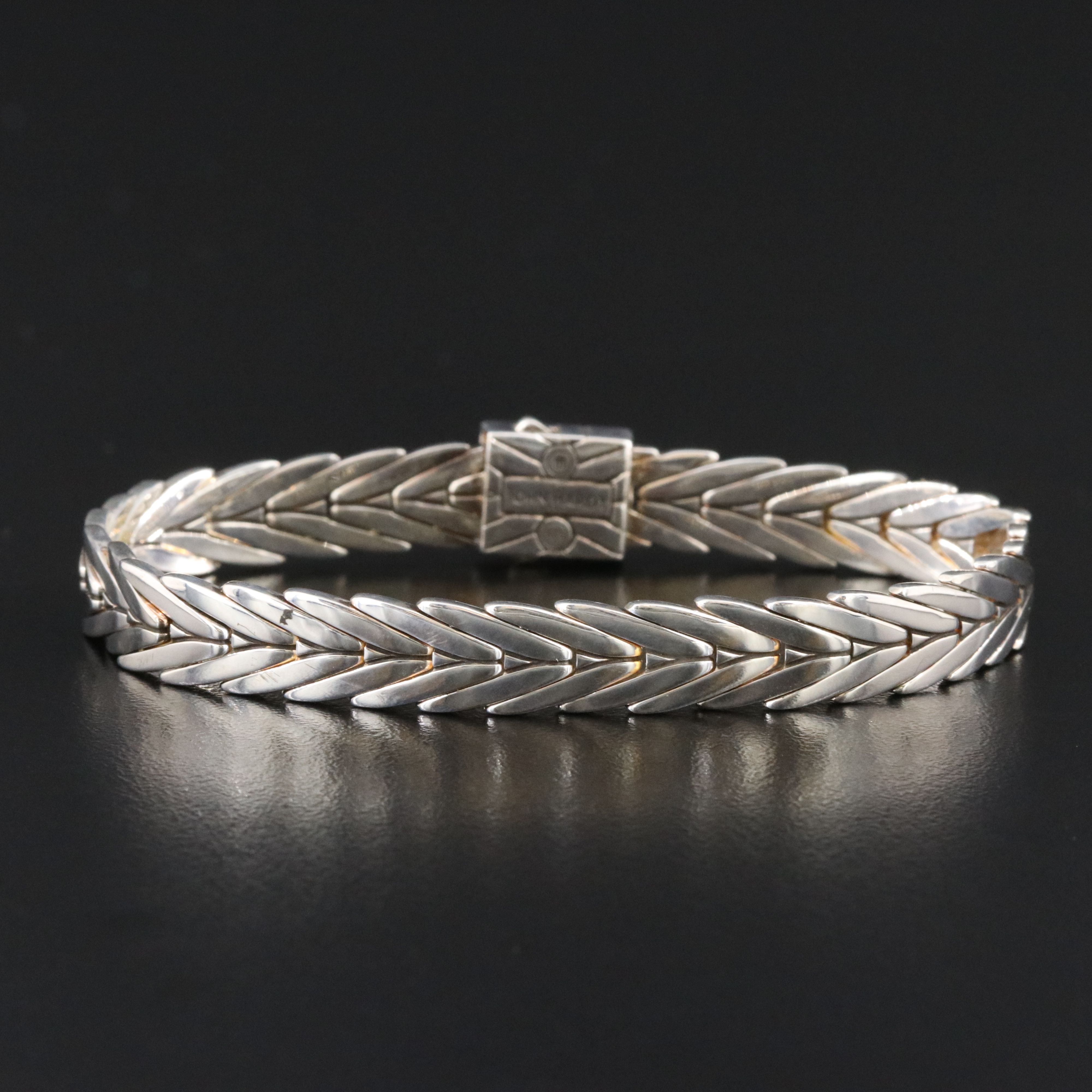 John Hardy Modern Chain Sterling Bracelet with Diamond Clasp