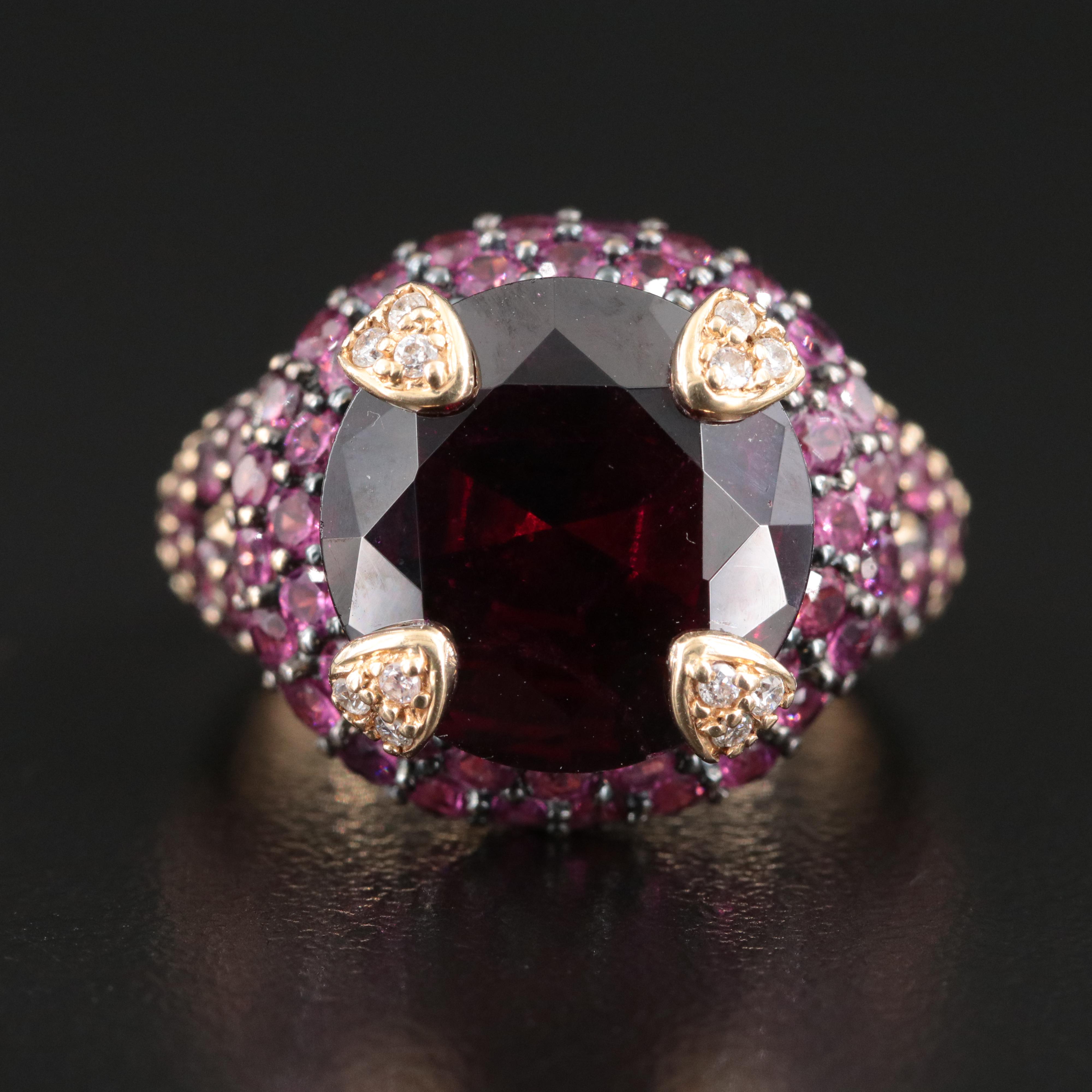 14K Rhodolite Garnet and Diamond Ring