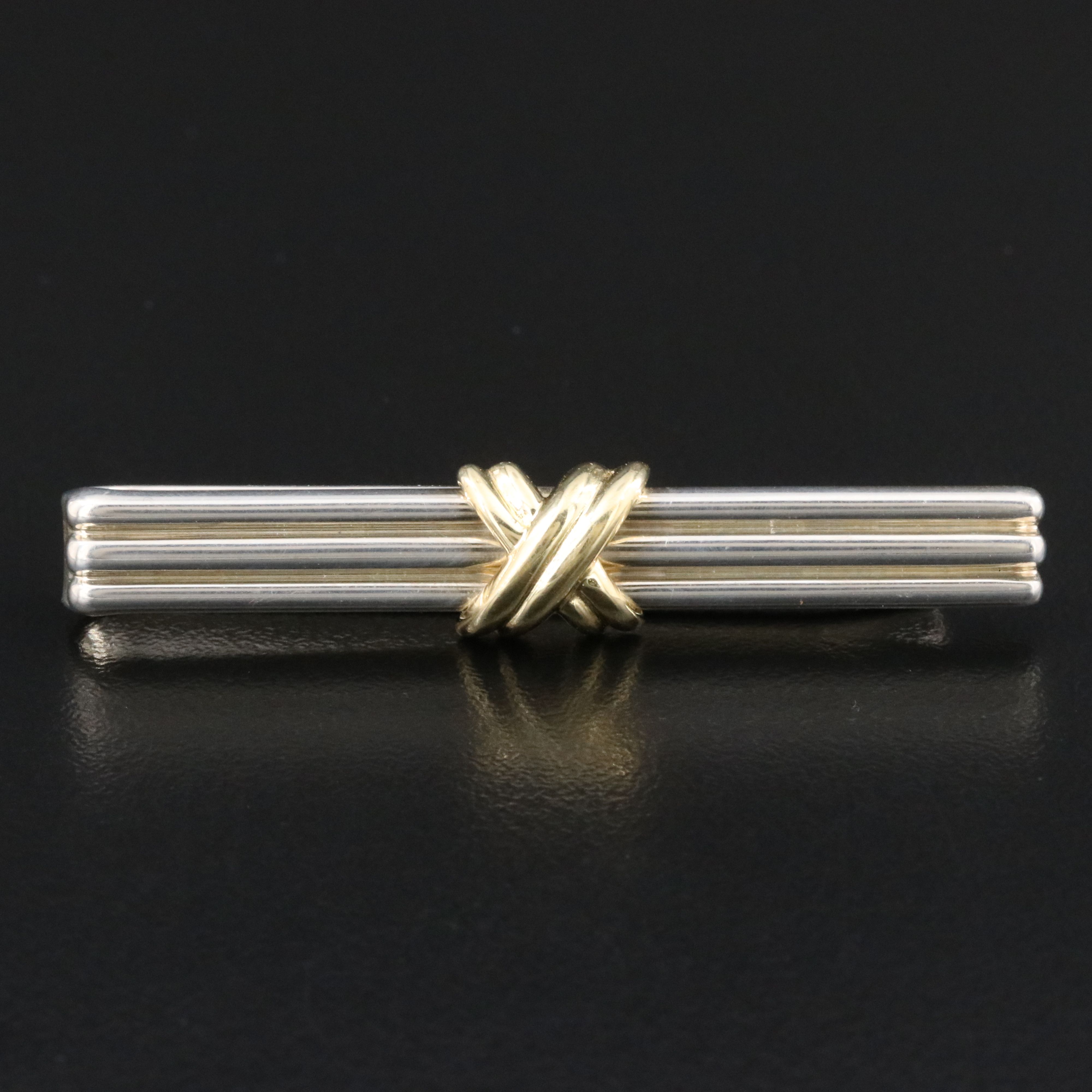 Tiffany & Co. 18K and Sterling Silver Signature X Tie Bar