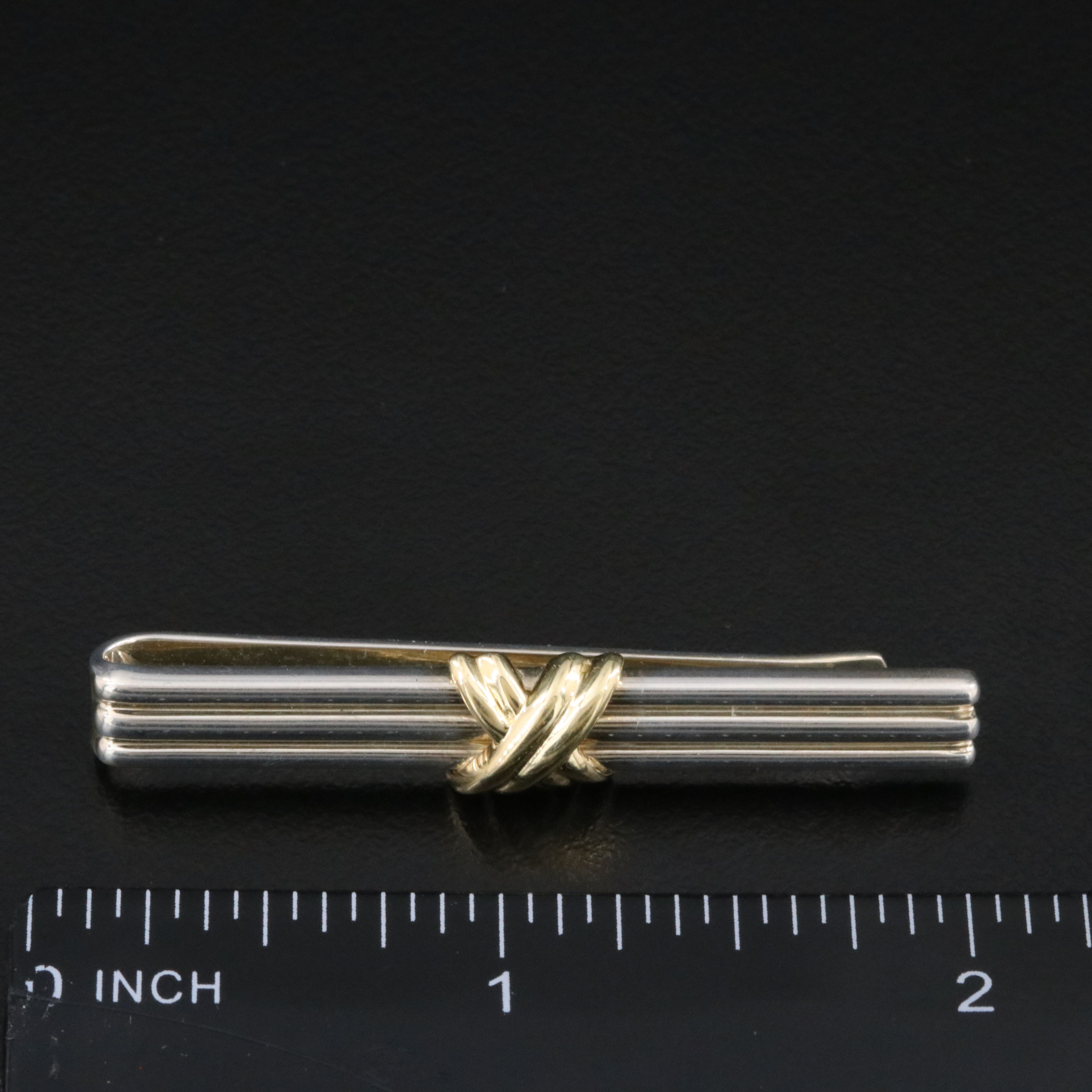 Tiffany & Co. 18K and Sterling Silver Signature X Tie Bar