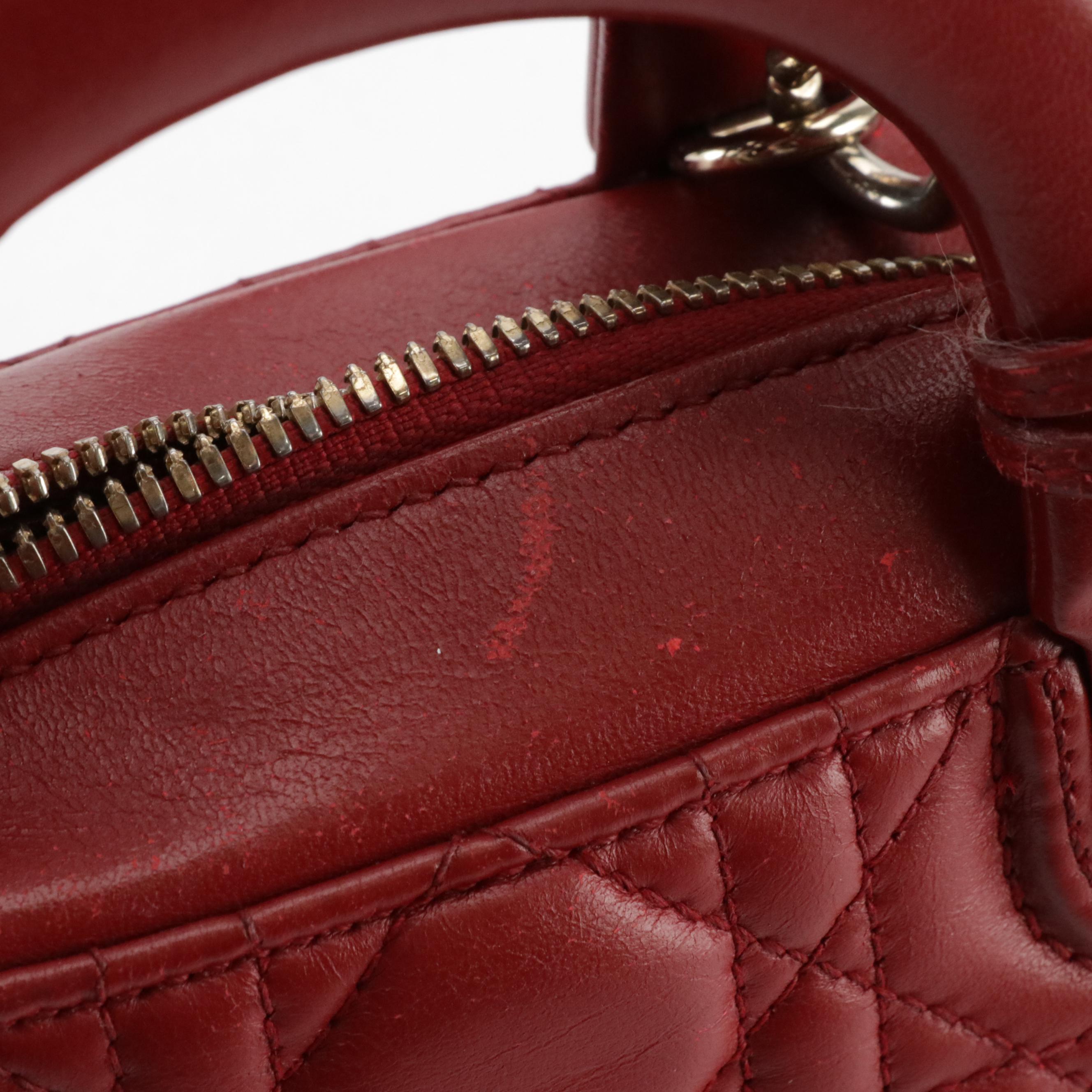 Christian Dior Lily Top Handle Two-Way Bag in Red Cannage Quilted Lambskin