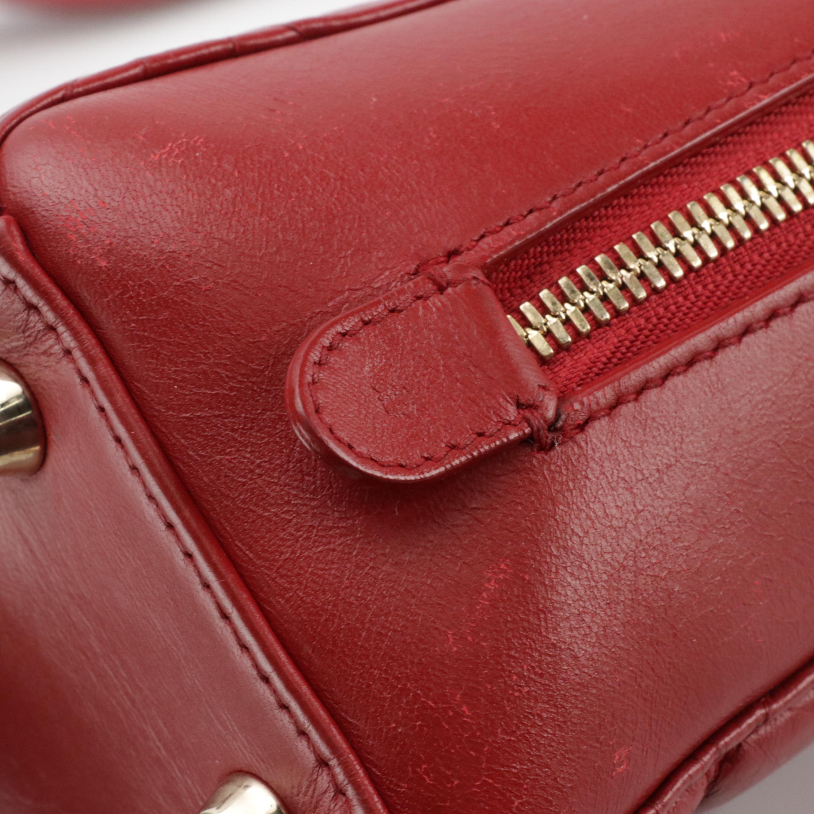 Christian Dior Lily Top Handle Two-Way Bag in Red Cannage Quilted Lambskin