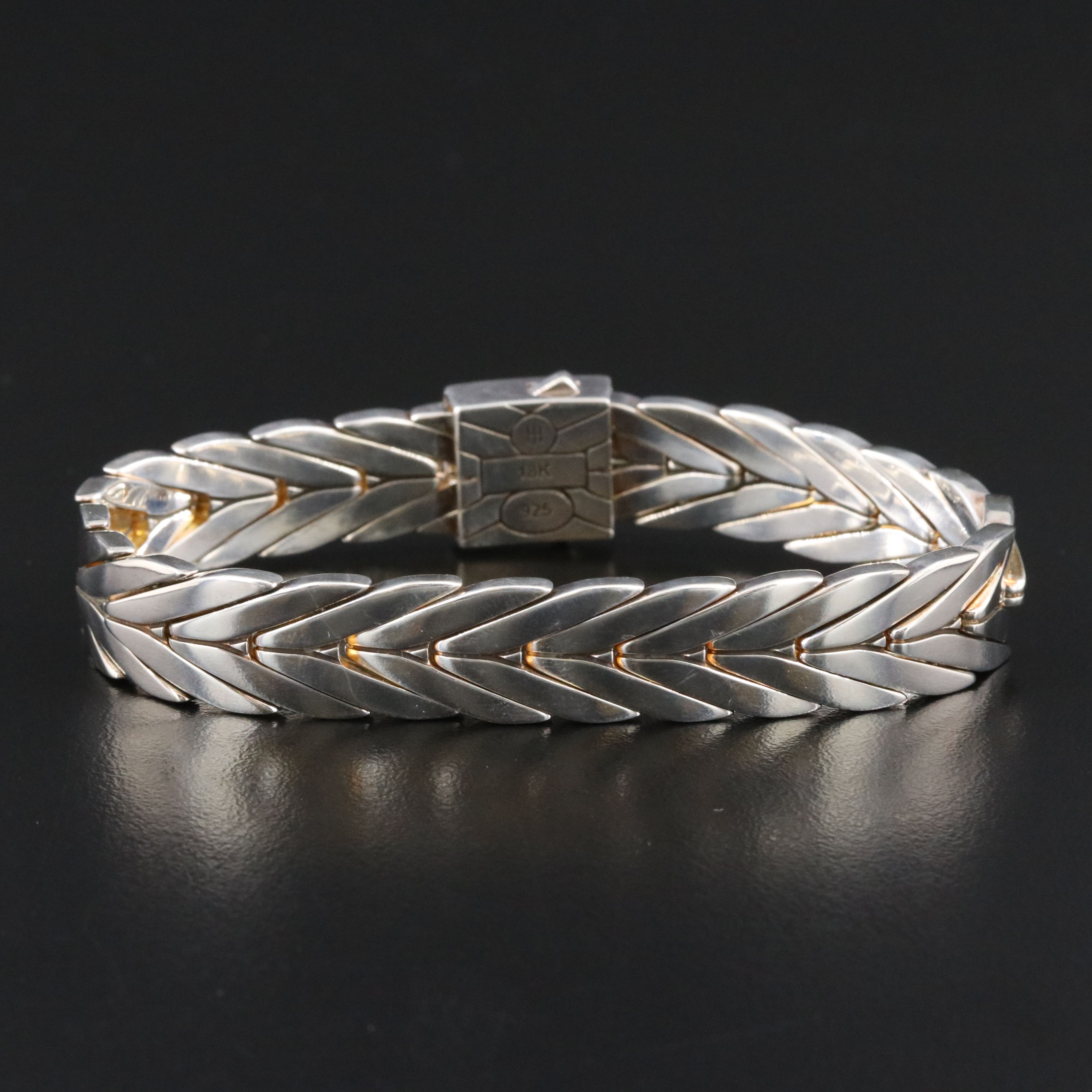 John Hardy Modern Chain Sterling Bracelet with 18K Clasp