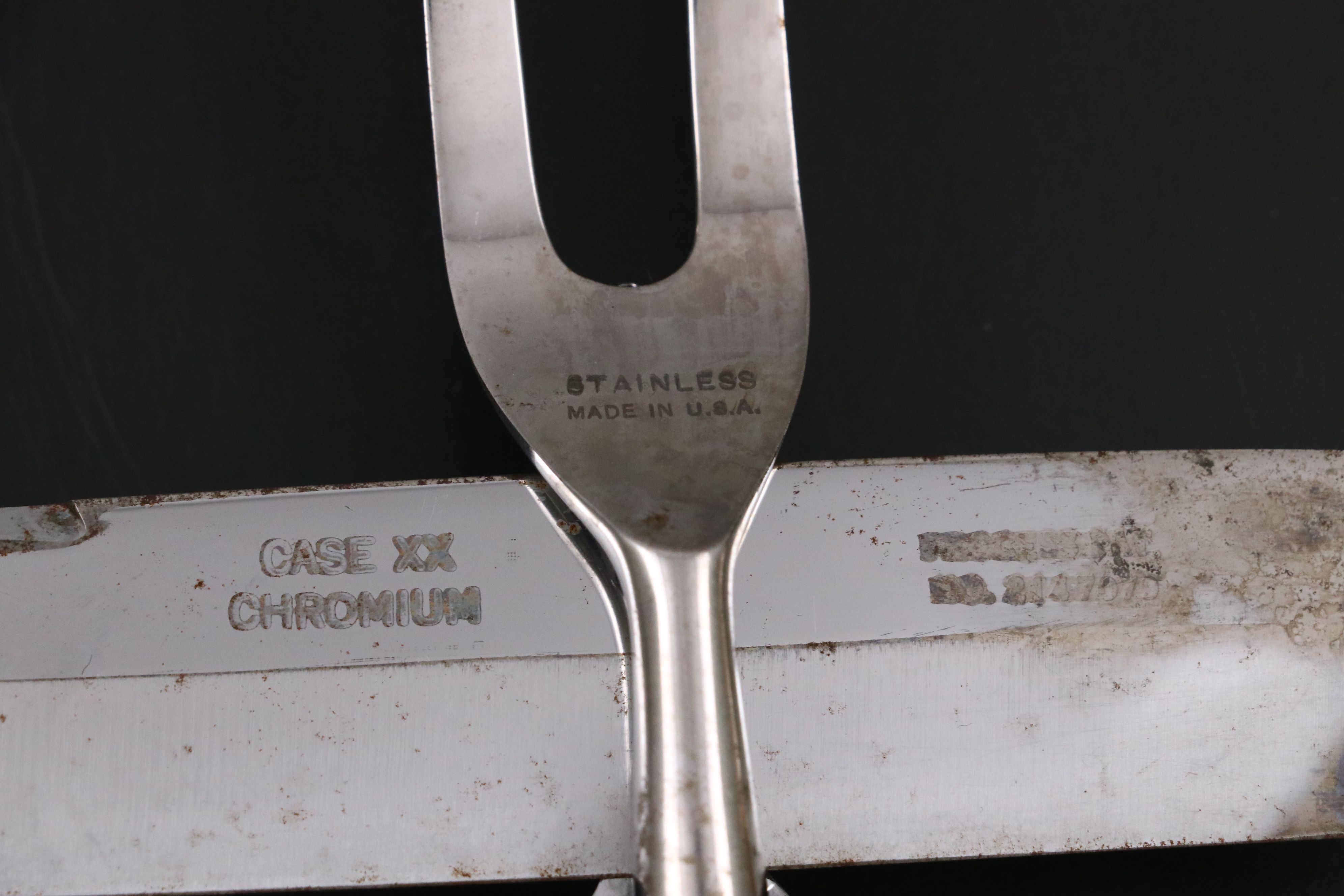 Case Antler Handled Carving Set in Wooden Storage Box