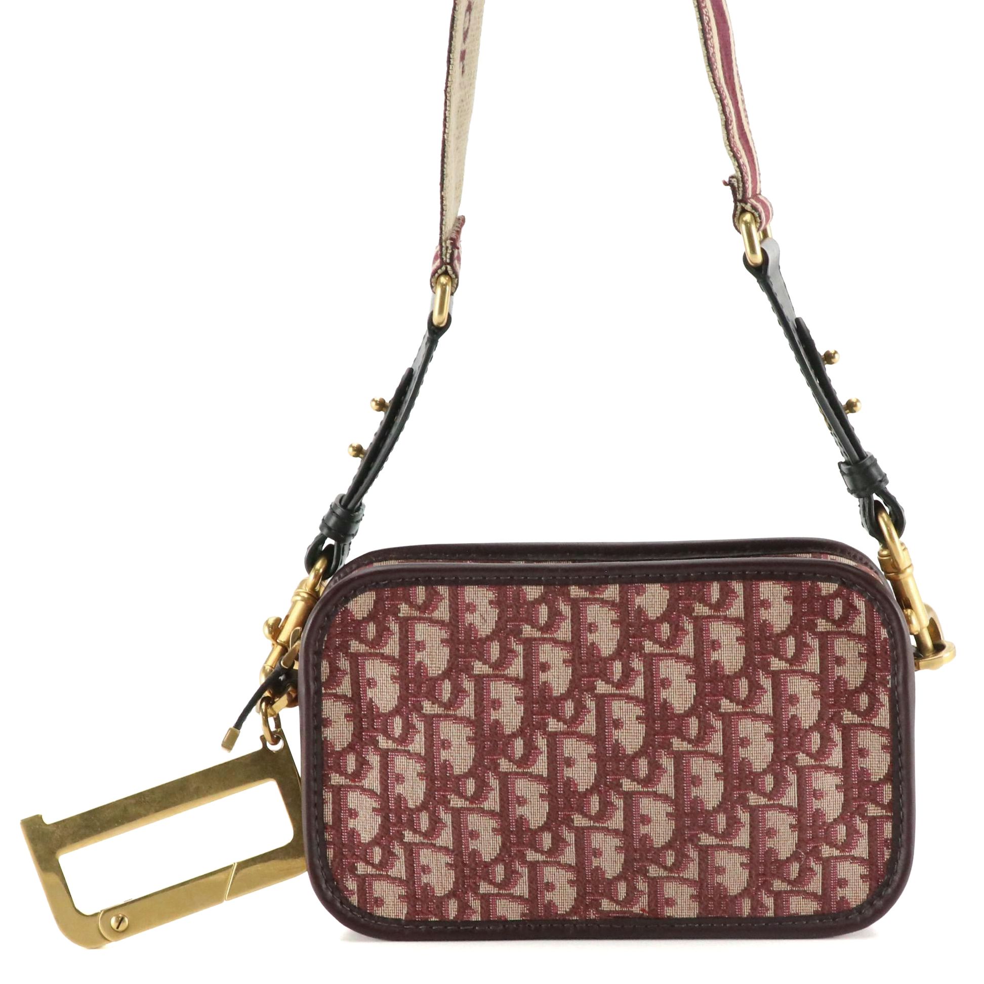 Christian Dior Diorquake Crossbody Bag in Maroon Diorissimo Canvas and Leather