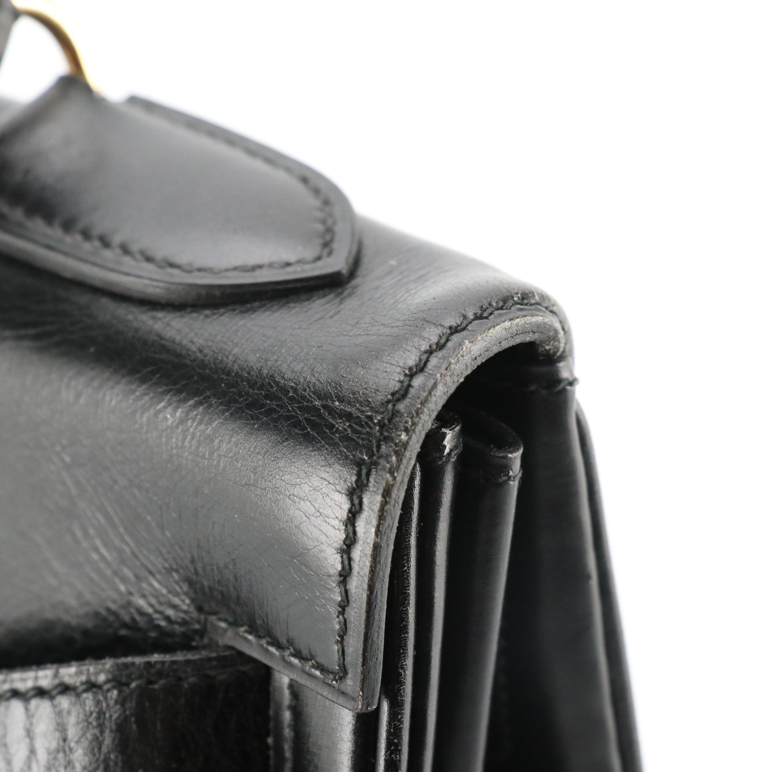 Hermès Kelly Retourne 32 Handbag in Black Box Calf Leather, 1970s