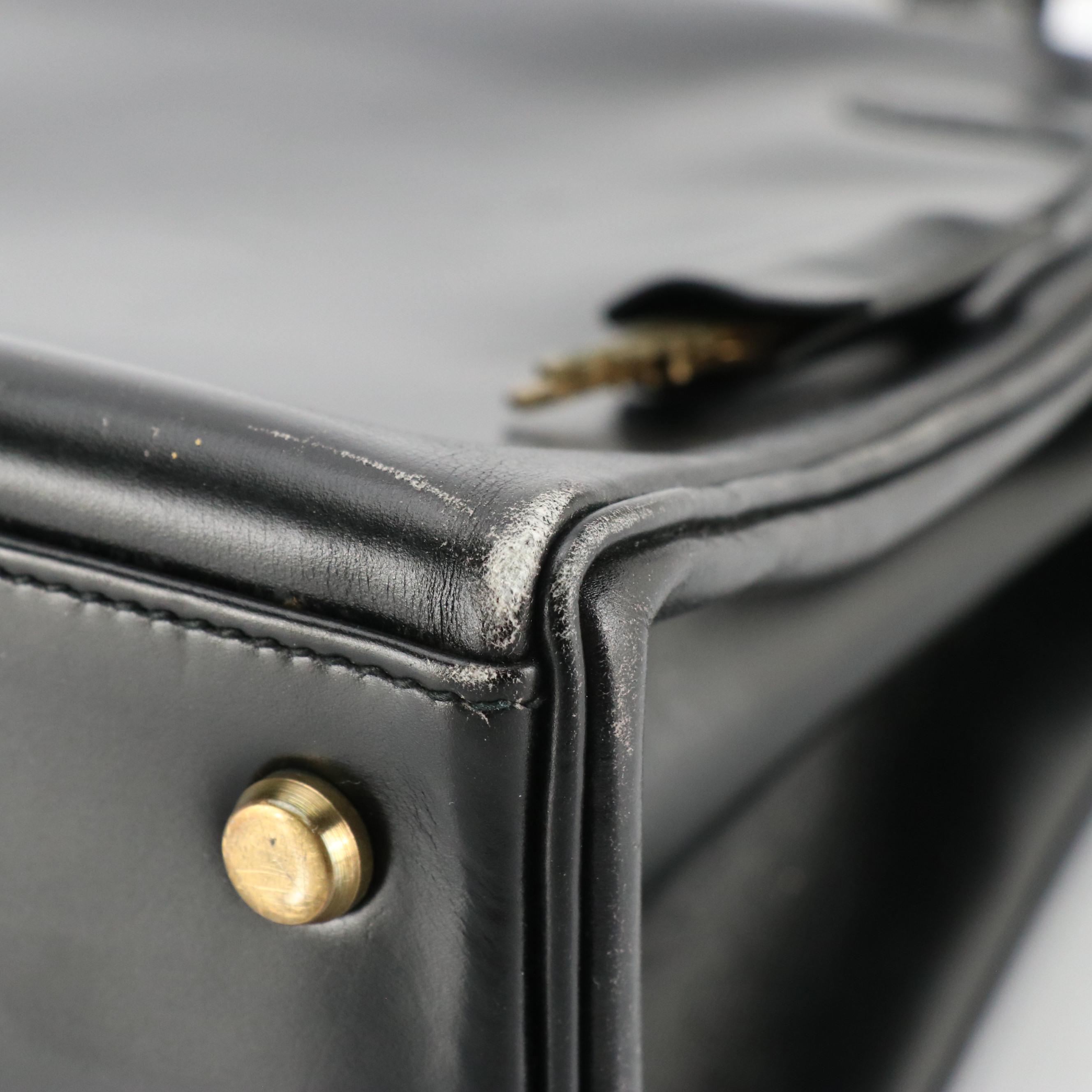 Hermès Kelly Retourne 32 Handbag in Black Box Calf Leather, 1970s