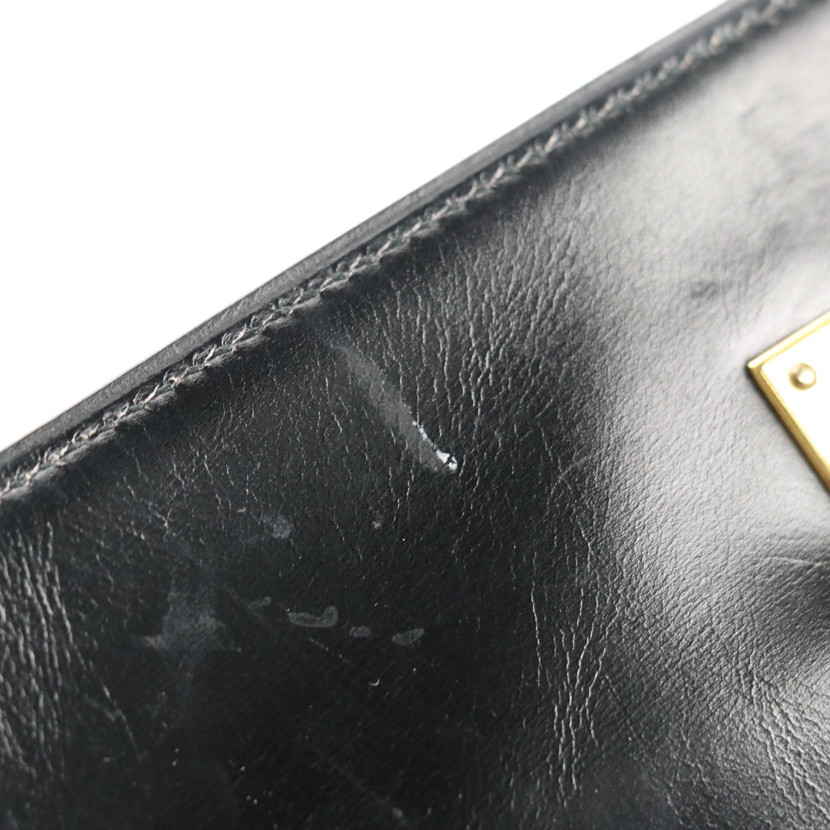 Hermès Kelly Retourne 32 Handbag in Black Box Calf Leather, 1970s