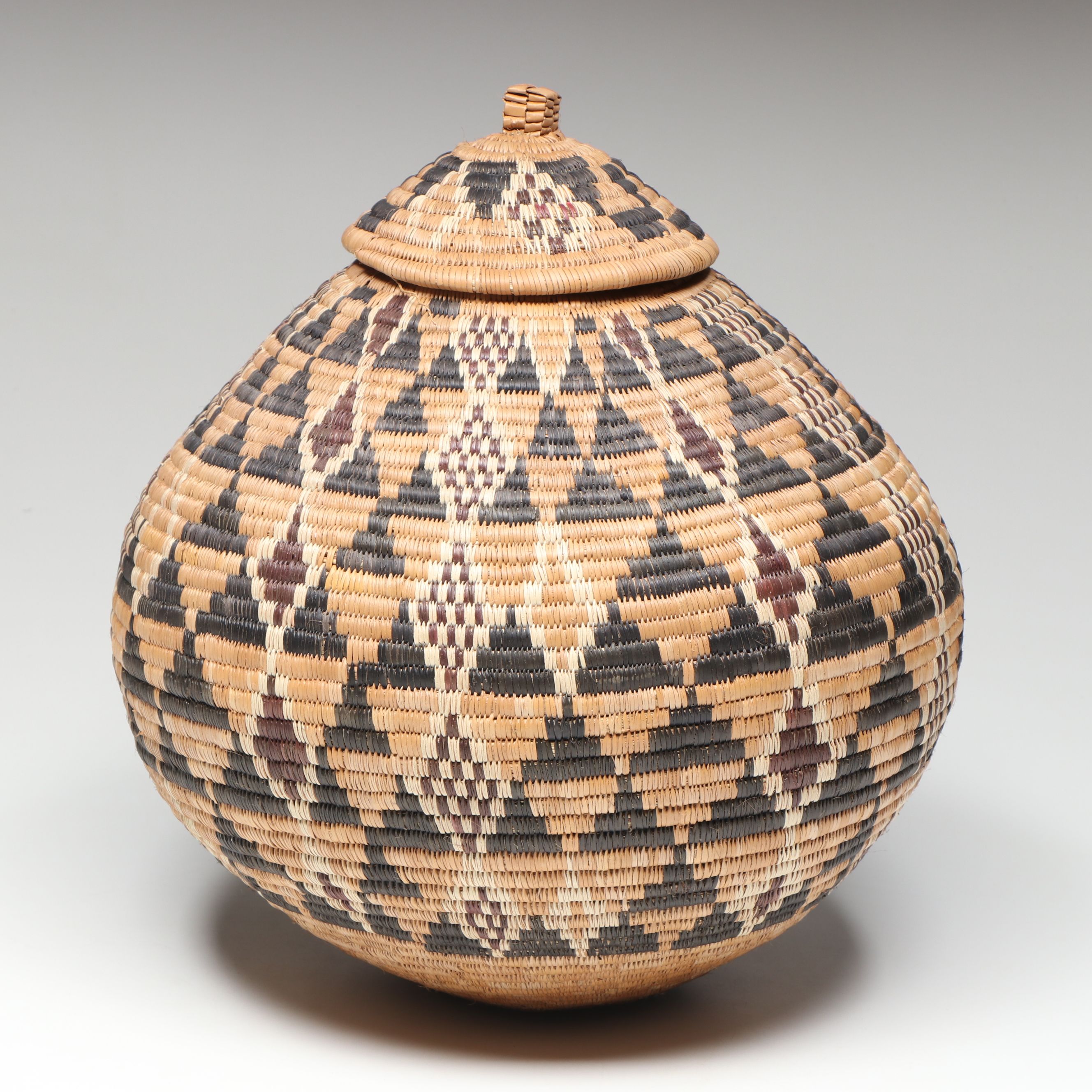 Nokuthule Zwane South African Ilala Palm Lidded Basket with Other Woven Bowl