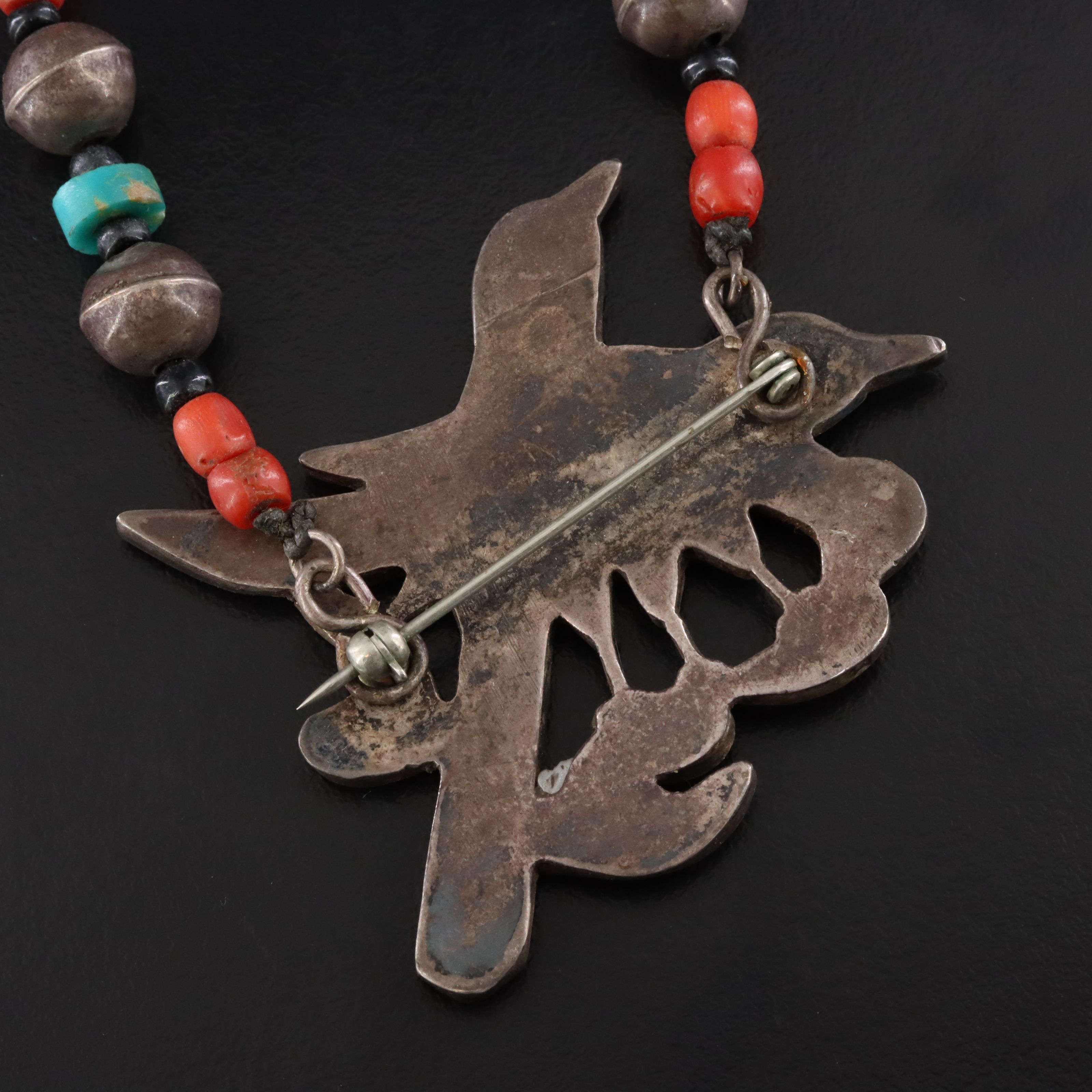 Southwestern Sterling Gemstone Inlay Bird Cuff Bracelet & Necklace