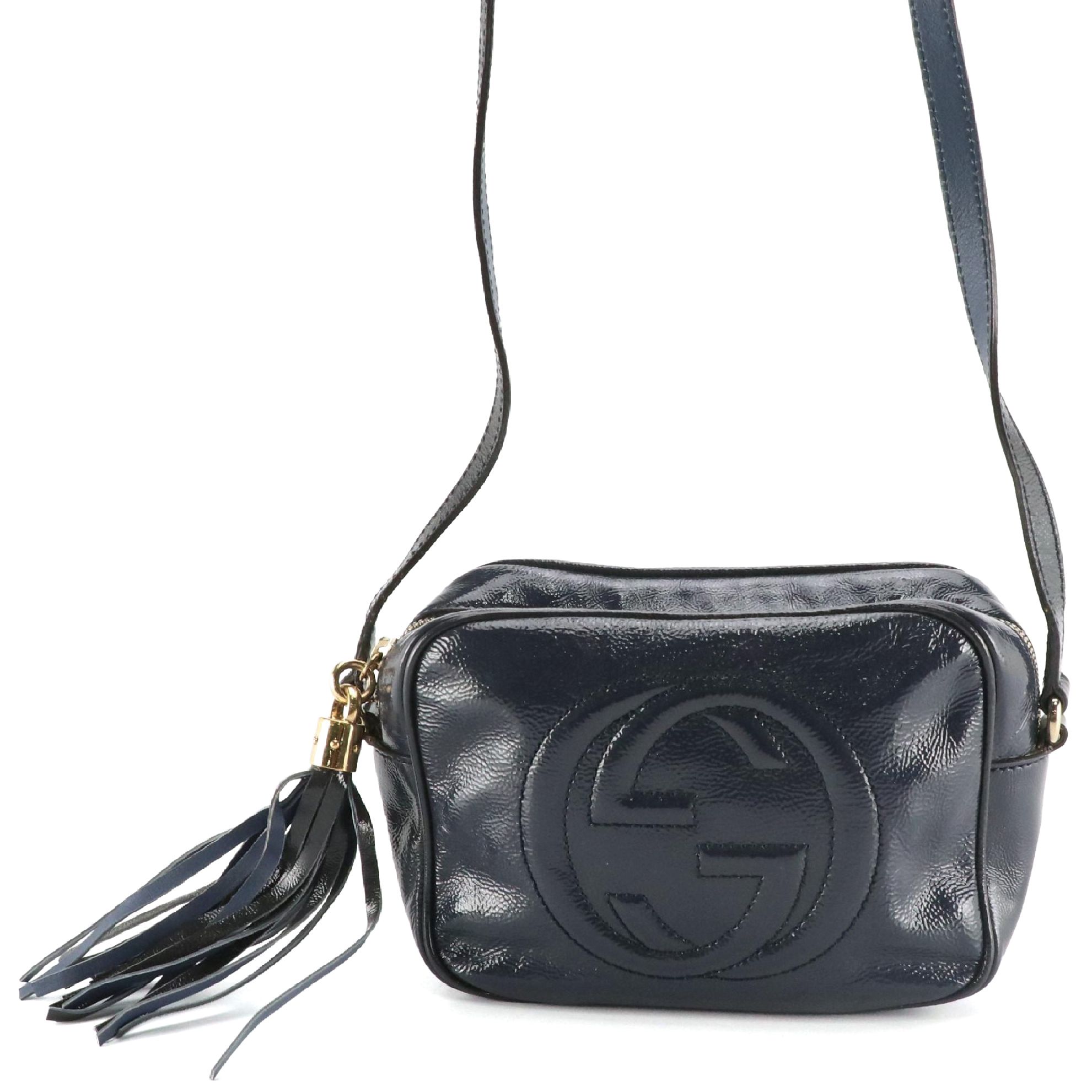 Gucci Soho Disco Crossbody Bag in Deep Blue Patent Leather